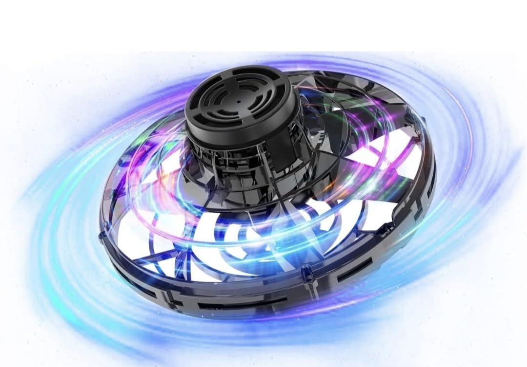 UFO Fingertip Upgrade Flight Gyro Flying Spinner Decompression Toy for Kids Adults Hand Operated UFO Fly Spinner Drone Led Light USB Rechargeable (Pack of 1, Multicolor)