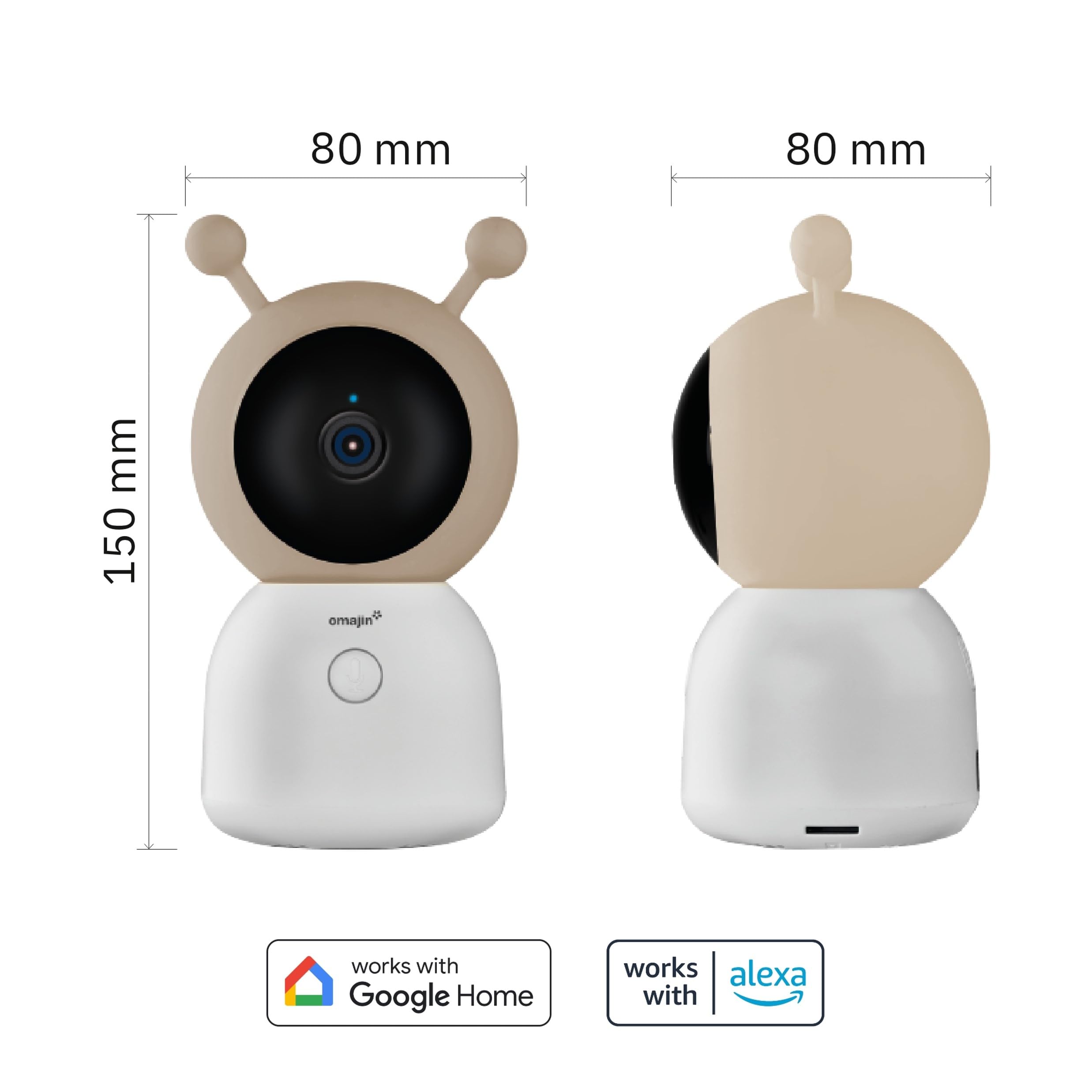 OMAJIN by Netatmo Inteligentny monitor dla niemowląt, 2K HD, nocna wizja, alert płaczu, audio dwukierunkowe, kołysanka/biały szum, lampka nocna, czujnik wilgotności/temp, pamięć SD/chmurowa, OBC-01