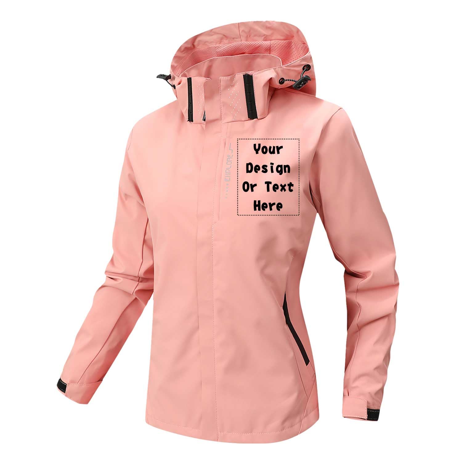 Niestandardowa damska lekka wodoodporna kurtka spersonalizowana softshell z kapturem outdoorowa wiatroszczelna kurtka przeciwdeszczowa damska wiatrówka płaszcz do biegania jazdy na rowerze