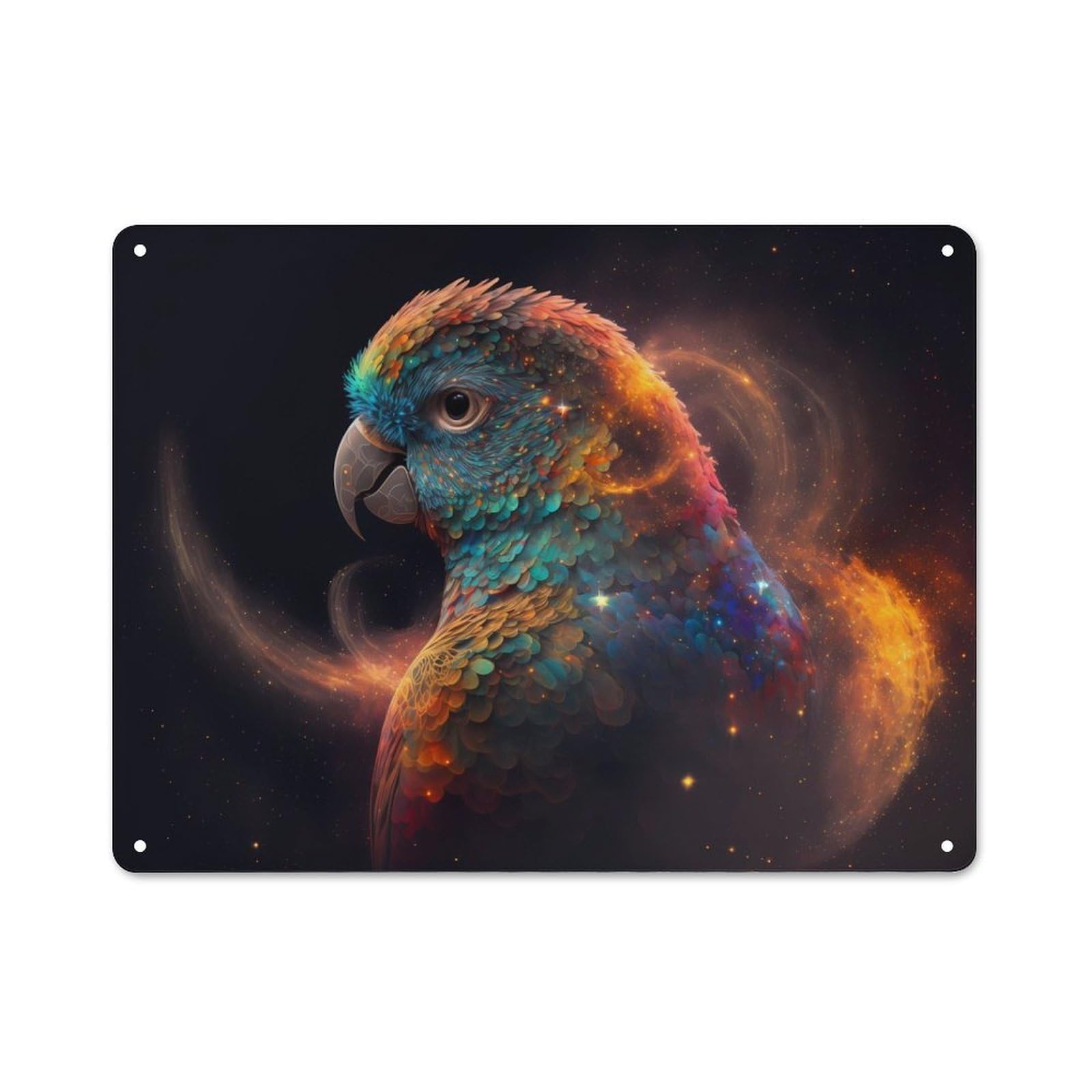 Junmoney Style-20 Spirit Animal Parrot Decorative Metal Plaque 30X40cm, Shop Front Style Bistro Wall Plaque For Tea Room, Shop Wall Or Breakfast Area