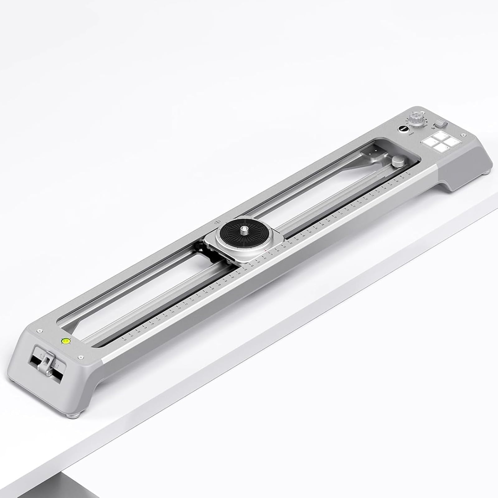 Slider motorizzato per fotocamera con rotazione panoramica, velocità regolabile per time-lapse e riprese video, compatibile con fotocamere reflex