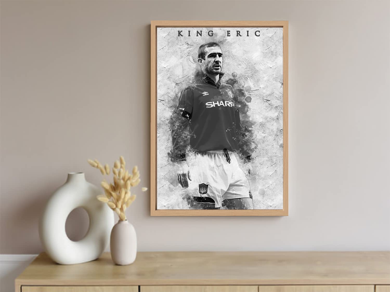 Xtreme Skins Designs Print Wooden Framed Canvas Wall Art Decoration Poster (10x14 Inch) - Eric Cantona - Painting