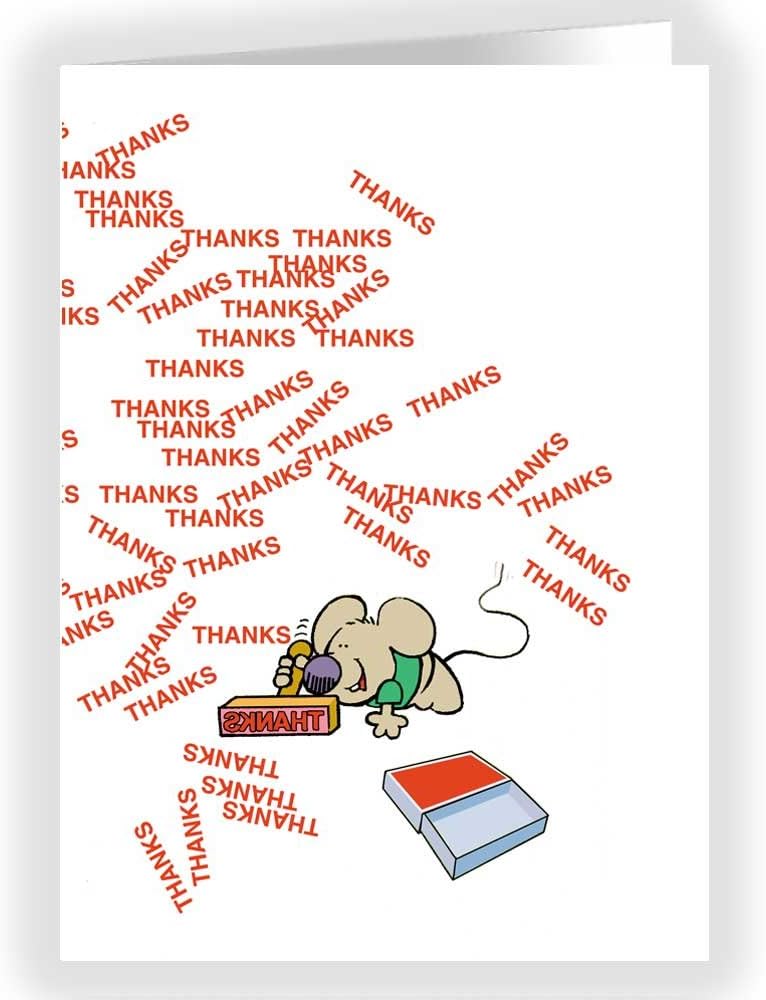 Cute Thank You Card - 5x7 Folded Thank You Greeting Cards - Single or Pack Set Greeting Cards (12)