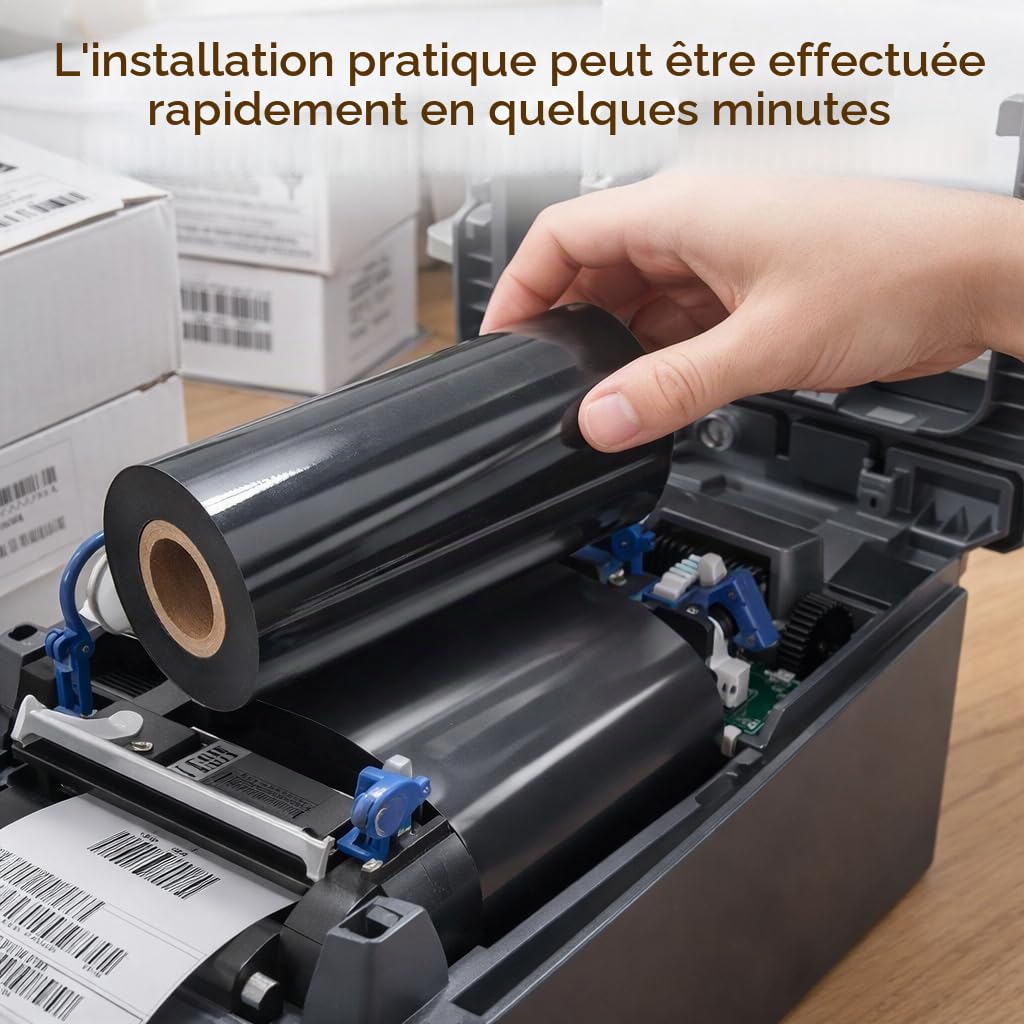 RéSine de Ruban de Transfert Thermique Noir, Ruban de Transfert Thermique Compatible pour TSC, pour Argox, pour Zebra, pour (110mm*300m)