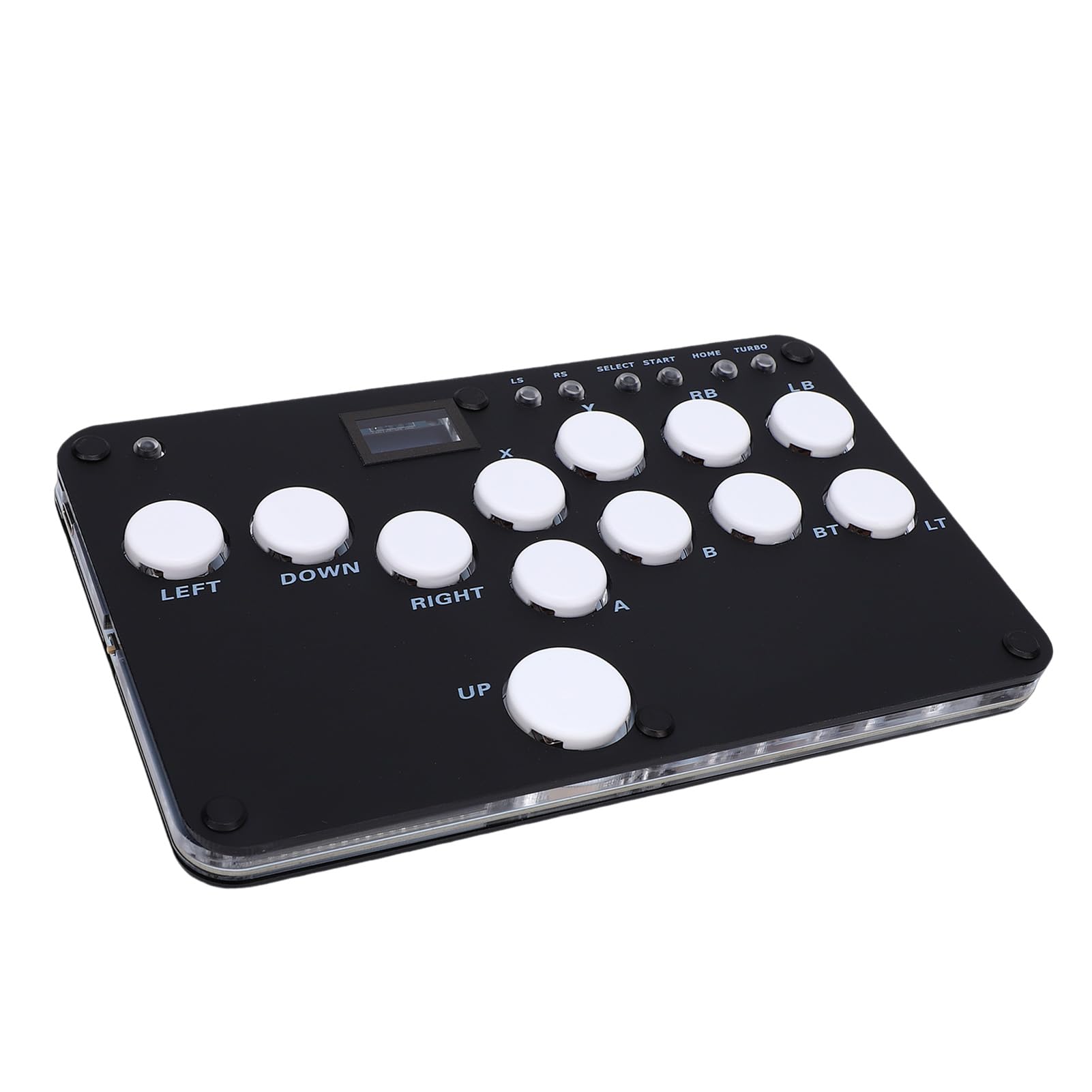 Jiawu Kontroler Gier Fight Stick z możliwością Wymiany Podczas Pracy Oświetlenie RGB o Niskim Opóźnieniu dla i, Czarne 12 Klawiszy