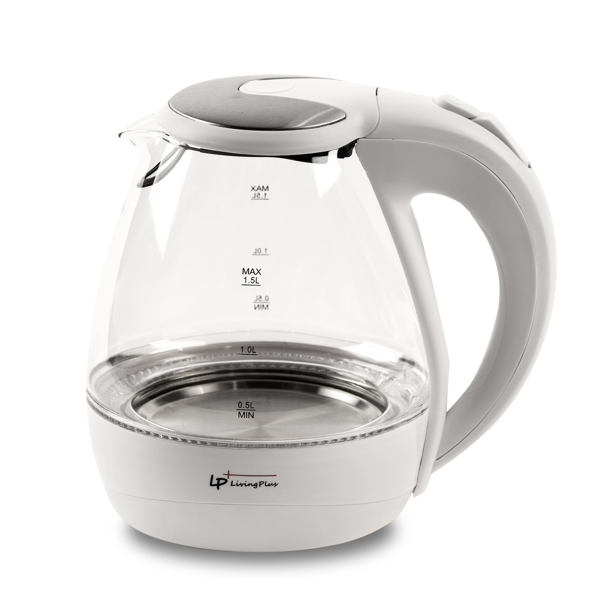 Bouilloire électrique en verre 1,5L Living Plus LP-G15A sans fil avec indicateur LED