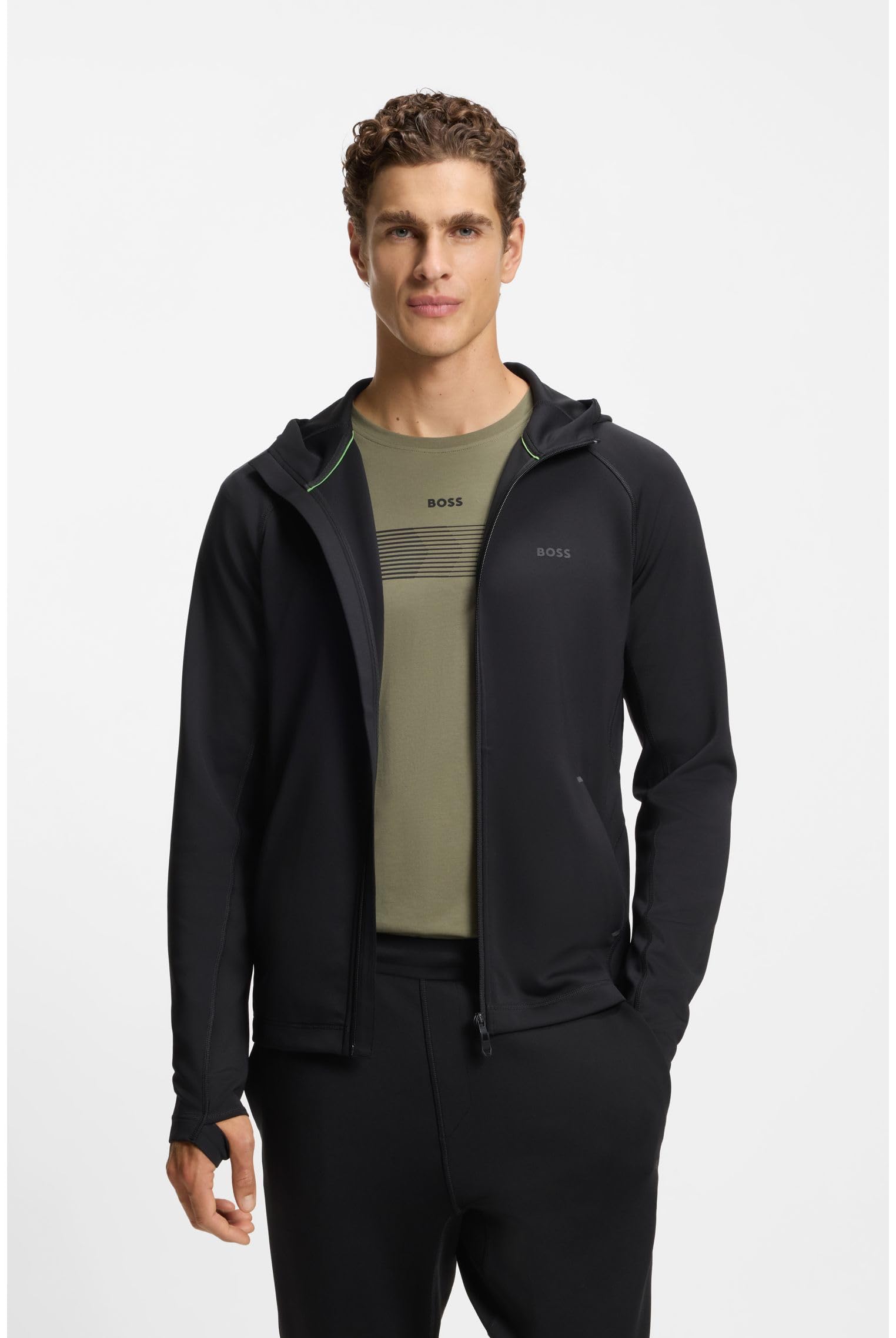 BOSS Active Hoodie Mit Reißverschluss Und Reflektierendem Branding