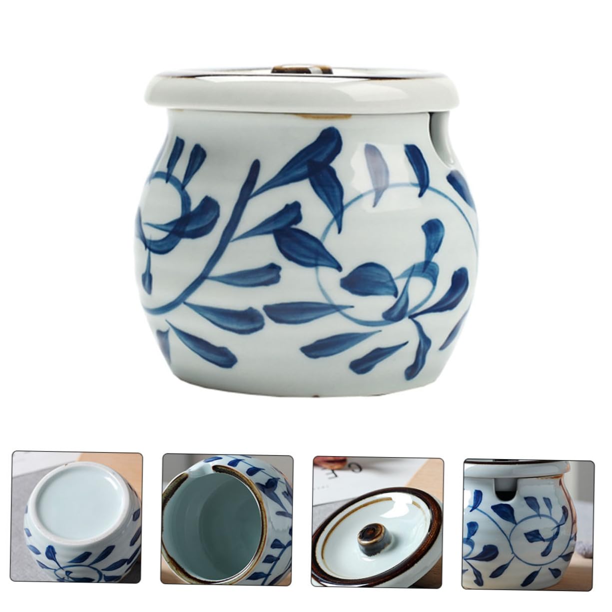 Lot de 3 salières en céramique avec couvercles, récipients à poivre, sucriers, récipients en verre pour aliments, pots de rangement en verre, conteneurs à thé, en céramique, assaisonnement