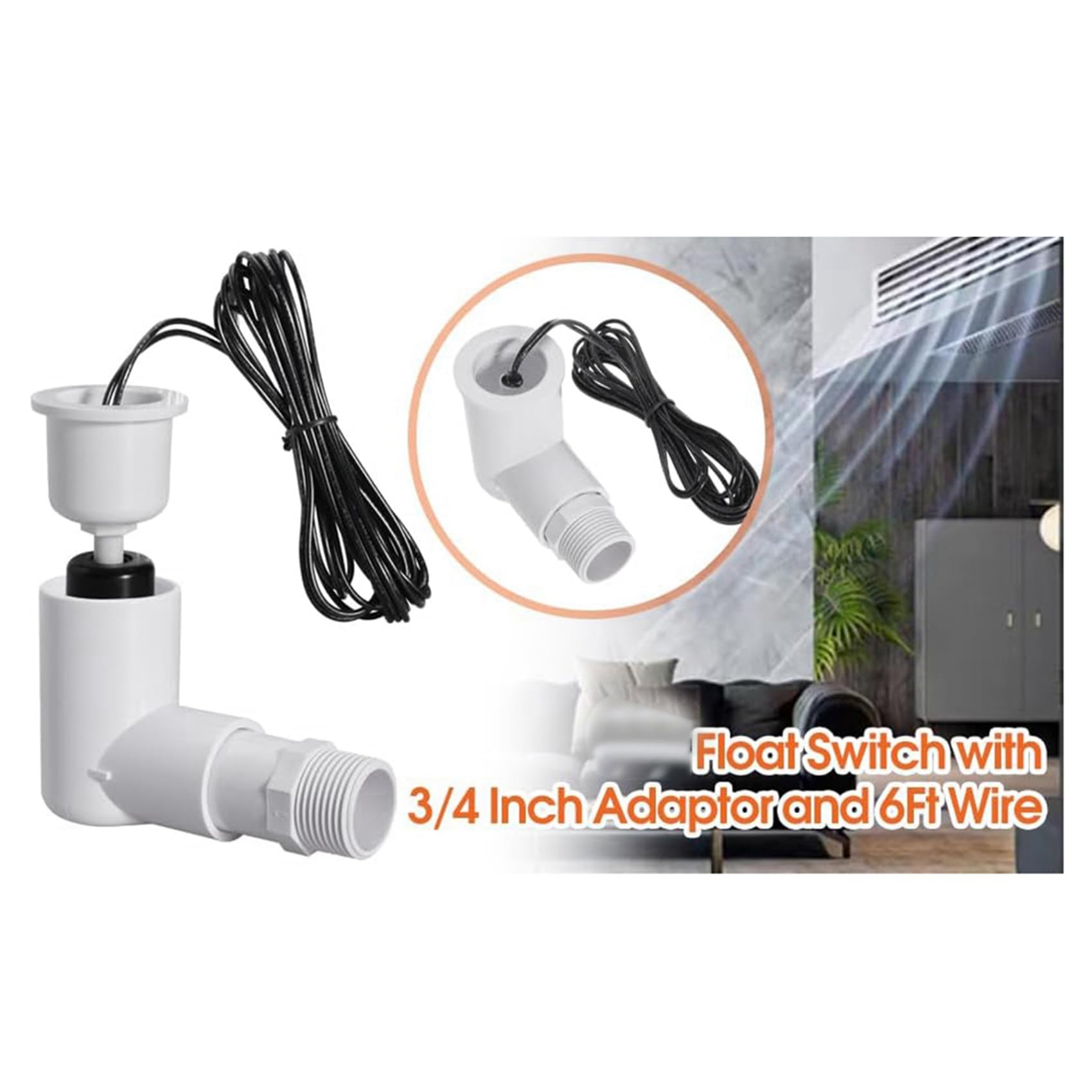 10X Interruptor de Flotador SS2 en Forma de L con Adaptador de 3/4 de Pulgada y Cable de 6 Pies Interruptor de Flotador de Agua