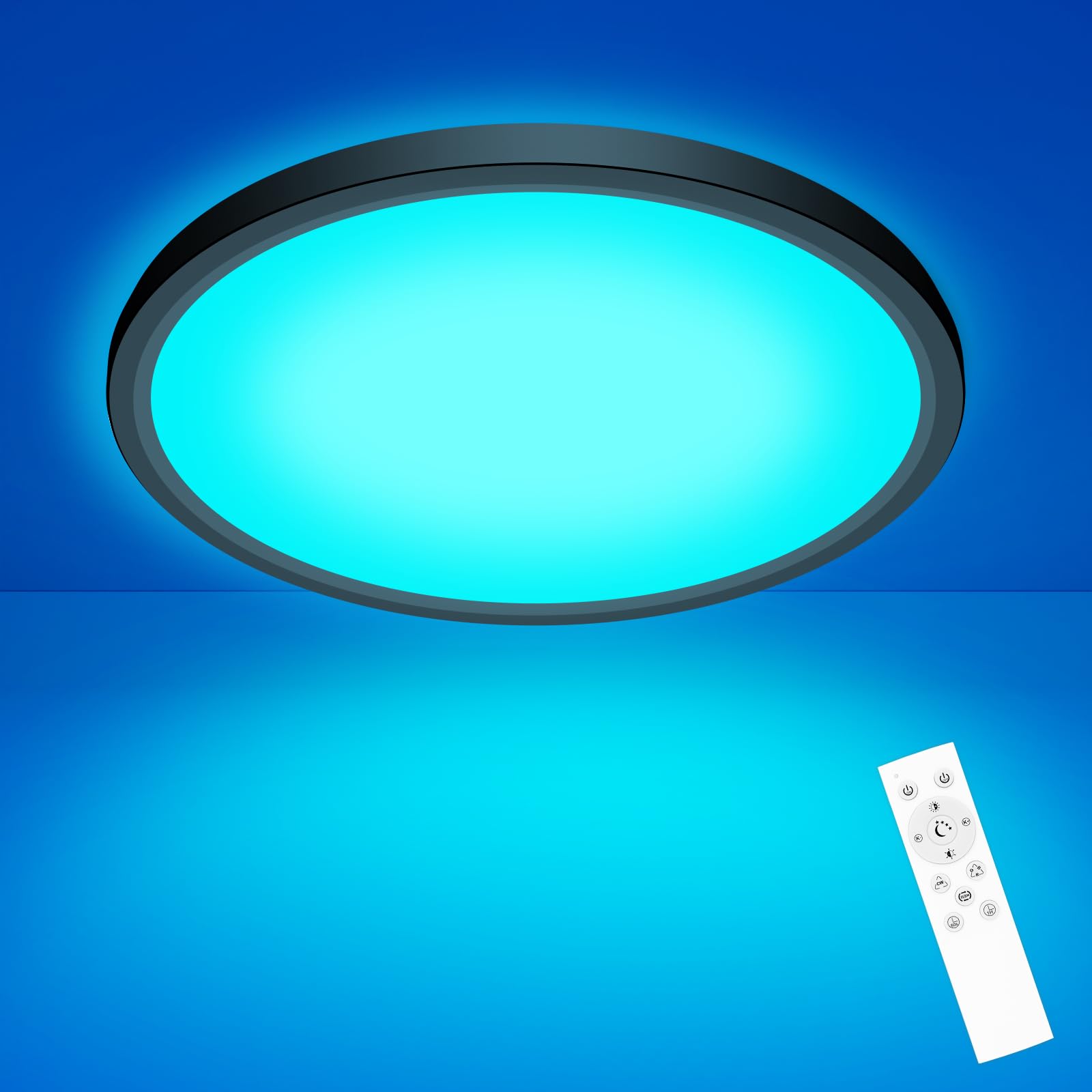 zemty 24W 3200LM LED Deckenleuchte Dimmbar, RGB Deckenlampe Farbwechsel für Kinderzimmer Schlafzimmer