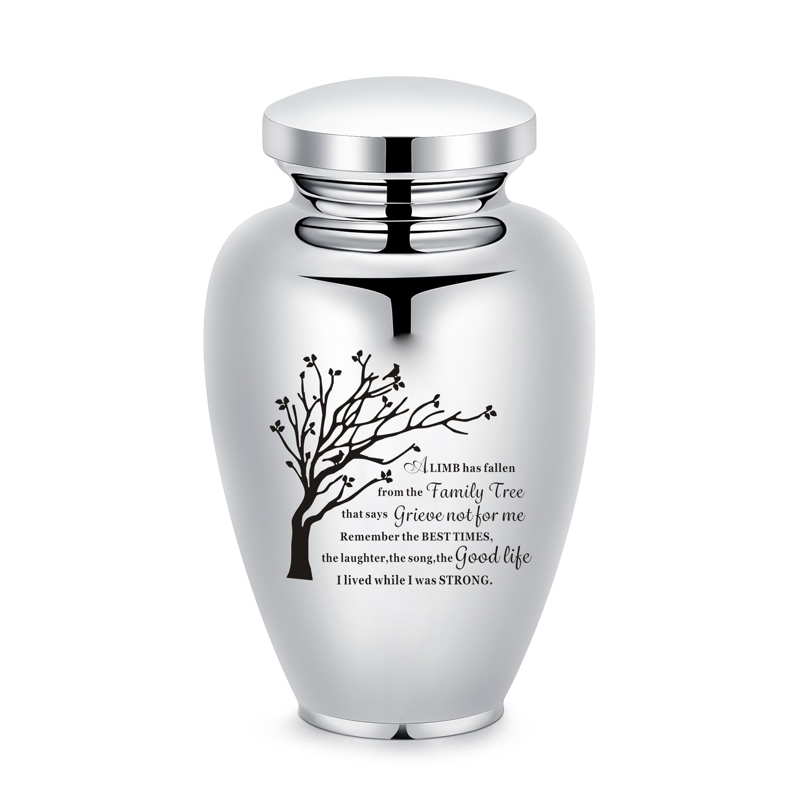 Urns for Ashes Tree of Life Large Cremation Urns for Human Ashes Stainless Steel Urn Funeral Memorial Keepsake for Women Men Ash Holder (A-Silver-L)