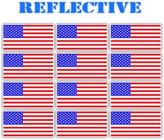 (12 Pack) Reflective USA United States of America American Flag Hard hat Stickers | American Helmet Decals Labels | USA Flag Decals | Hard Hat, Lunchbox, Toolbox, Locker, Badge (Red and Blue)