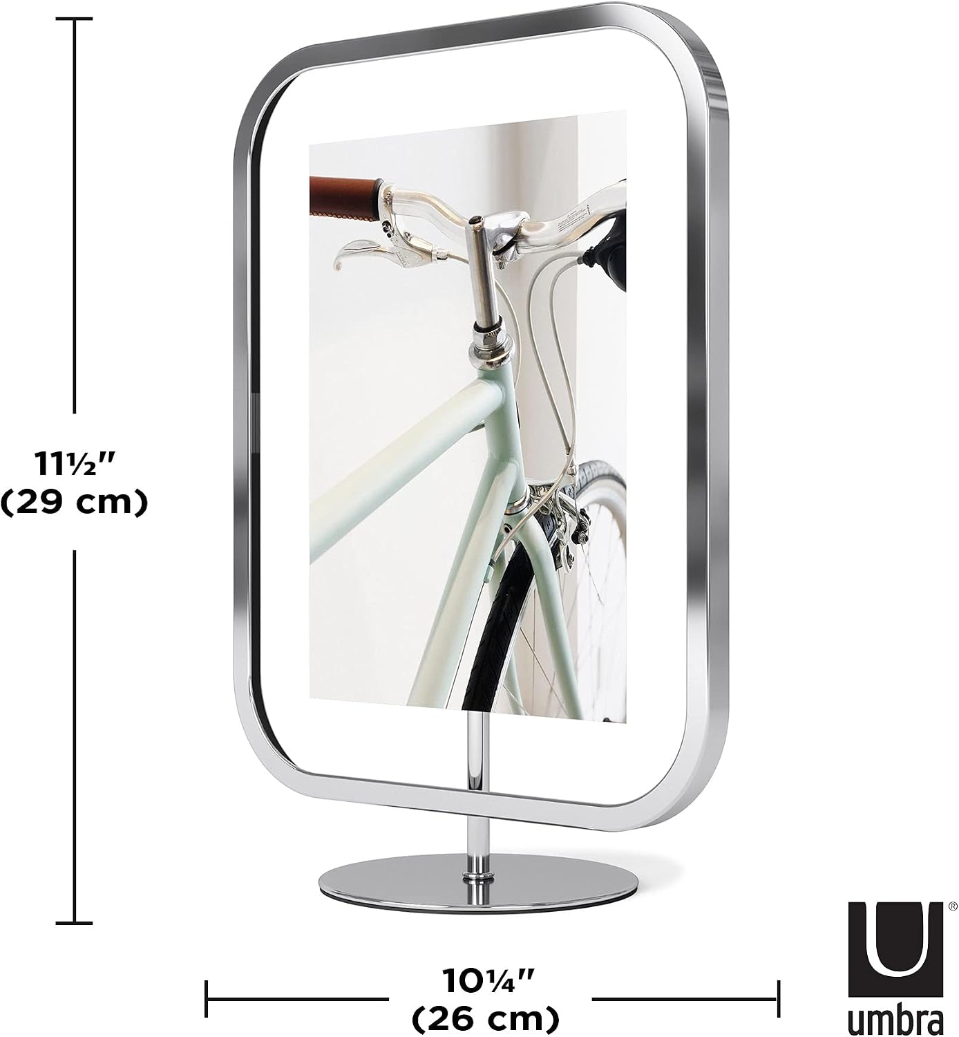 Umbra Infinity Picture Frame, Floating Photo Display for Desk or Wall, 5x7, Chrome
