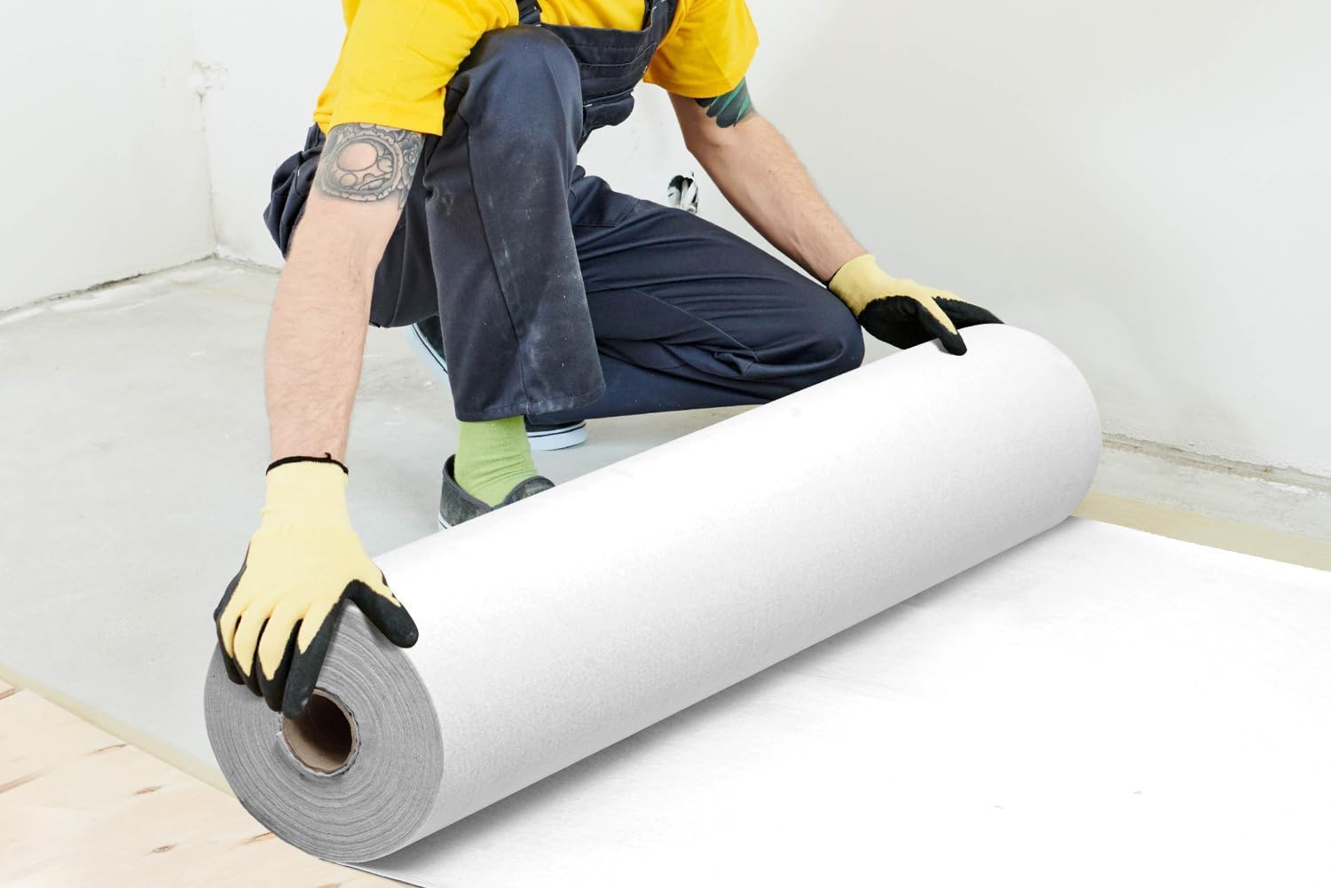 Photo 1 of  Temporary Floor Protection for Construction, Painting, Renovation, Protector Film for Hardwood Floors, Surface Carpet Protection Film, Tile&Hard Protection Covers 325 sqft (39" x 100'-Invory White) 