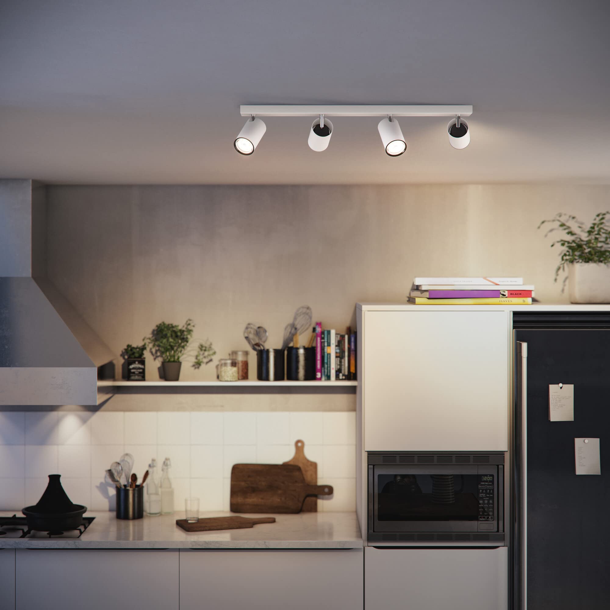 PHILIPS, Barra de iluminación Kosipo con 4 Focos para bombilla GU10, Blanco