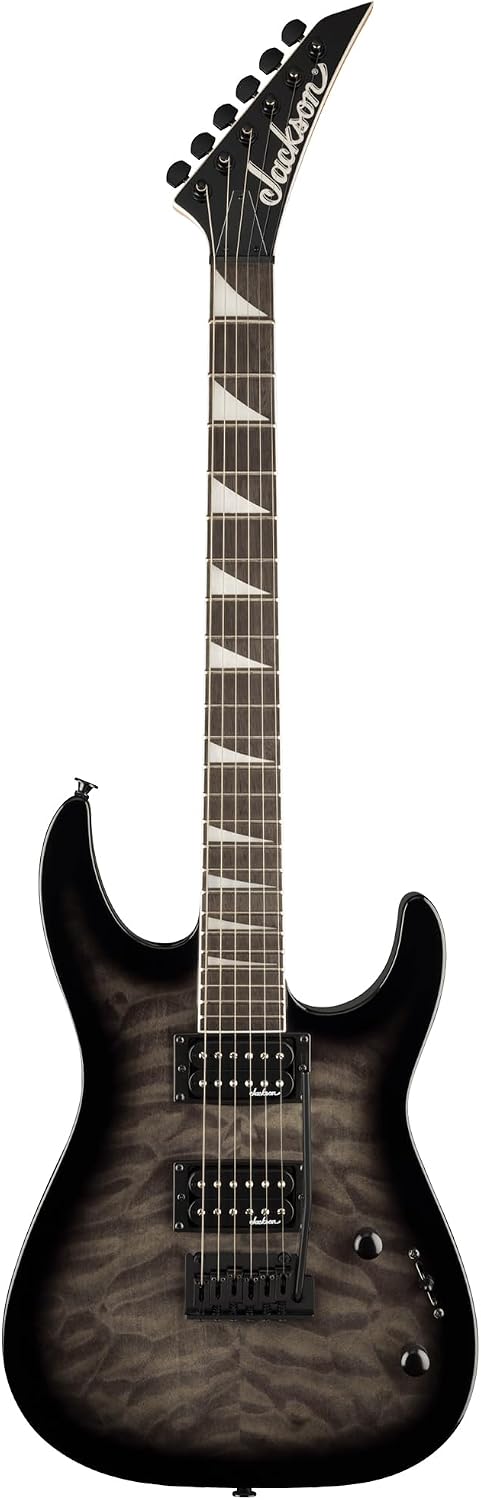 Jackson JS Series Dinky JS20 DKQ 2PT Electric Guitar - Transparent Black Burst Bundle with Cable, Tuner, Strap, Picks, and Austin Bazaar Instructional DVD