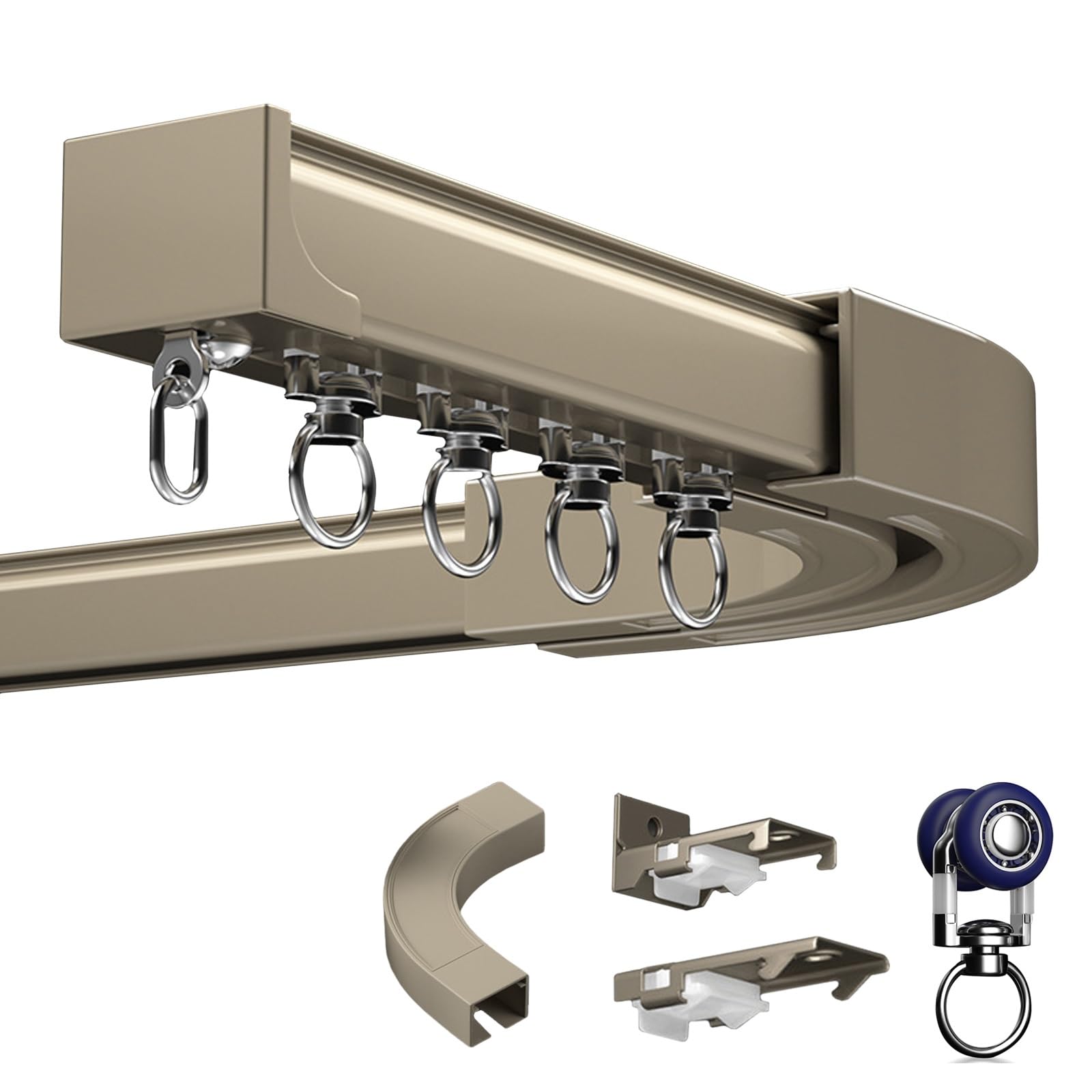 LIYI929GP Curtain Track Glider Rail For Straight And Bay Windows, Ceiling Mounted Curtain Rail, Wall Or Ceiling Flexible Curtain Track System, Room Divider, Track Slide Can Be Extended Or Cut Freely