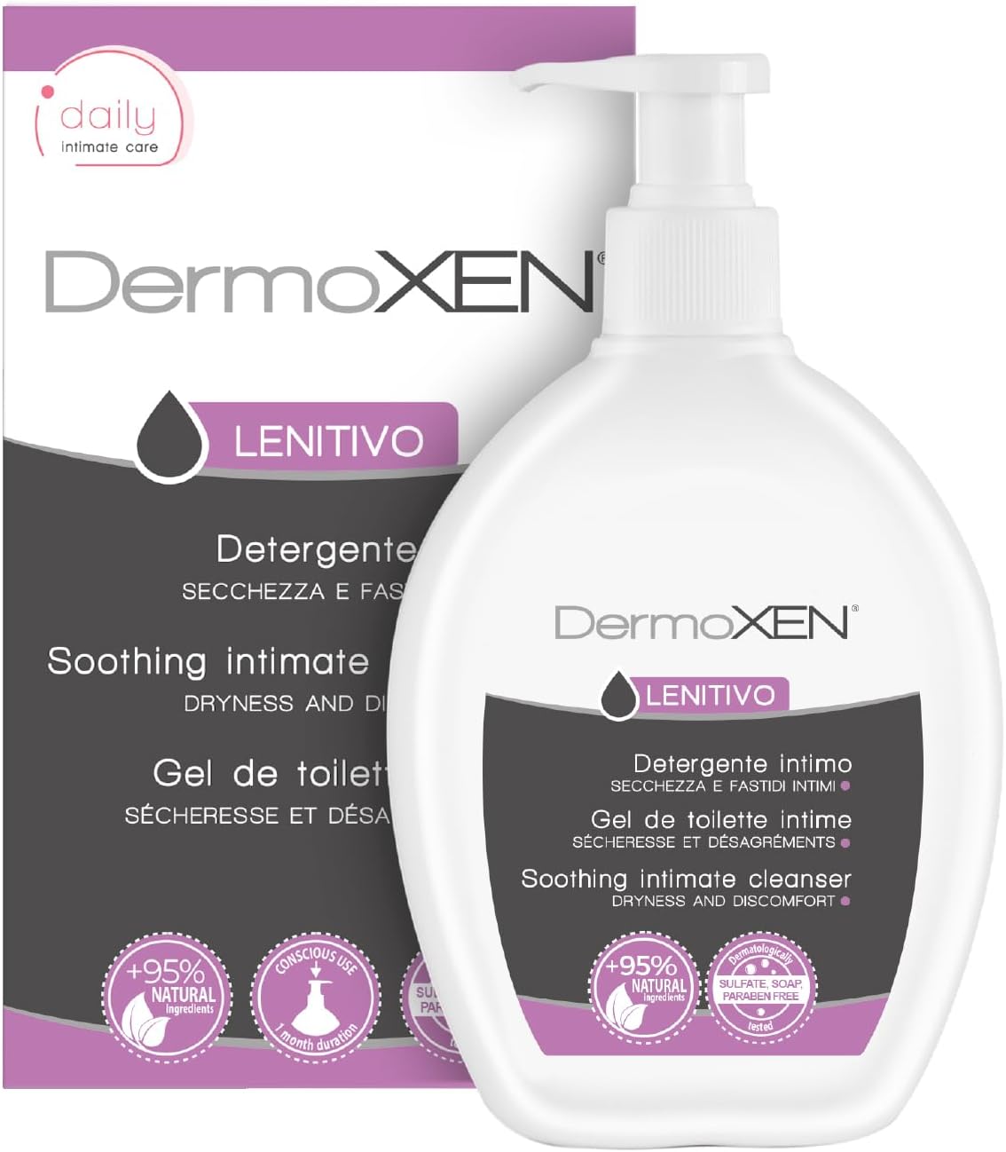 Dermoxen Intimate Moisturising Cleanser Women. Intimate Soap Ideal for Dryness, Redness and Itching even during Menopause. With Aloe Vera. Nickel Tested. 200 ml