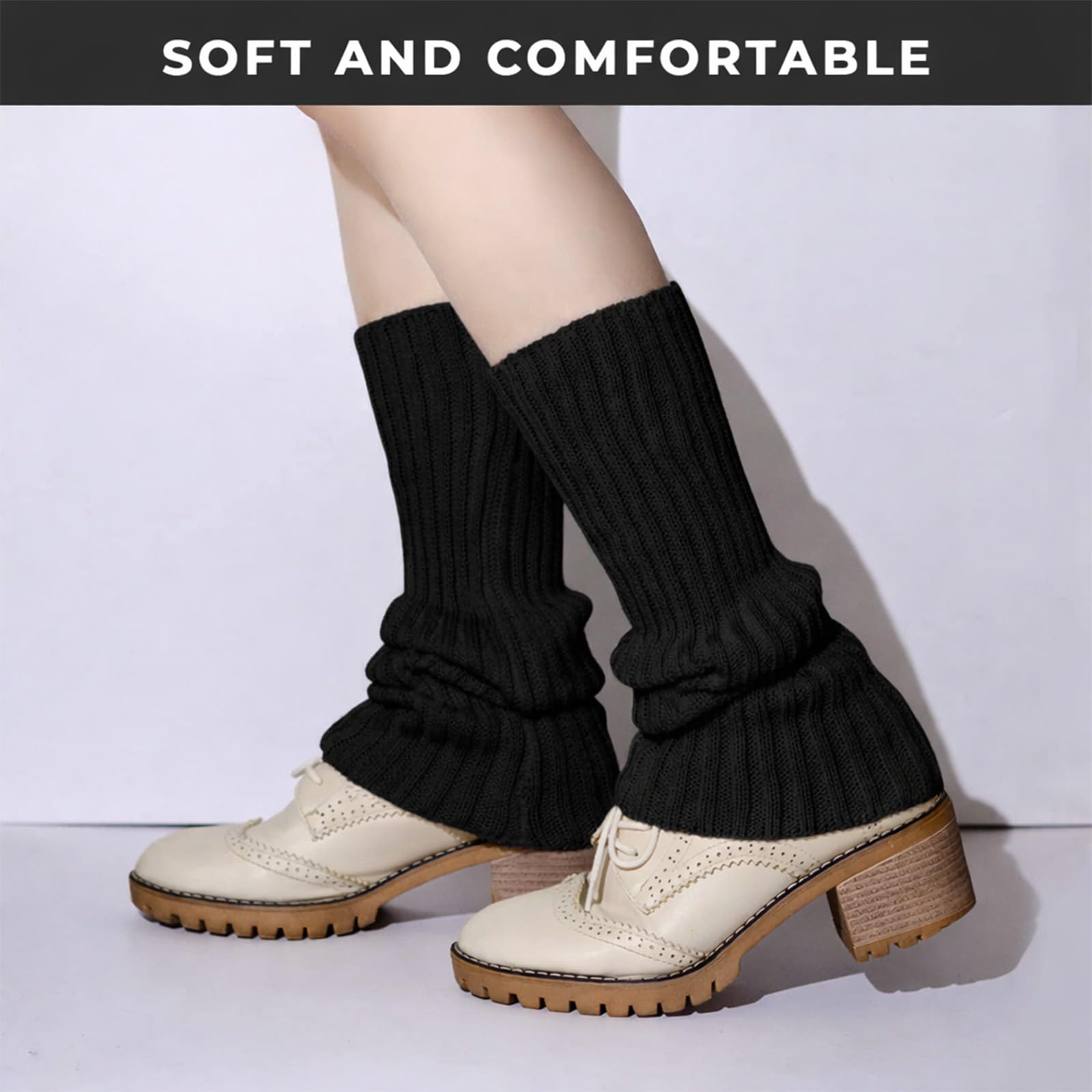 PANCA Winter Socks for Women | Woolen Fleece Leg Warmers Calf Length | Korean Outfit Stockings for Skirt Wear, Girls & Kids | Soft Foot Warmers for Cold Weather (White) 3