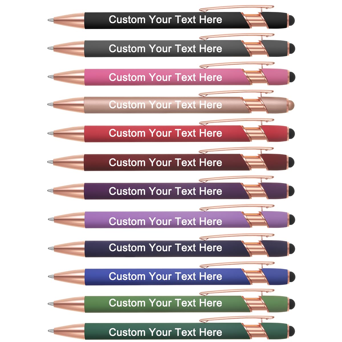 Zoonnis 24 Pcs Personalised Ballpoint Pens with Stylus Tips for Business Personalized Engraved Pen In Bulk for Women Men with Name Text Customised Pen Writing Custom Pen With Black Ink for School โ image 1