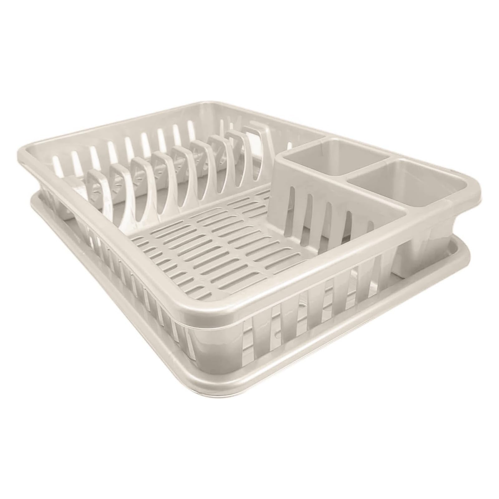 Plastific Taupe Plastic Dish Drainer Plate Cutlery Rack Kitchen Sink Utensil Draining Cup Holder Plastic Dish Drainer Rack And Plastic Sink Drainer Tray (45 X 29.7 X 8Cm, )