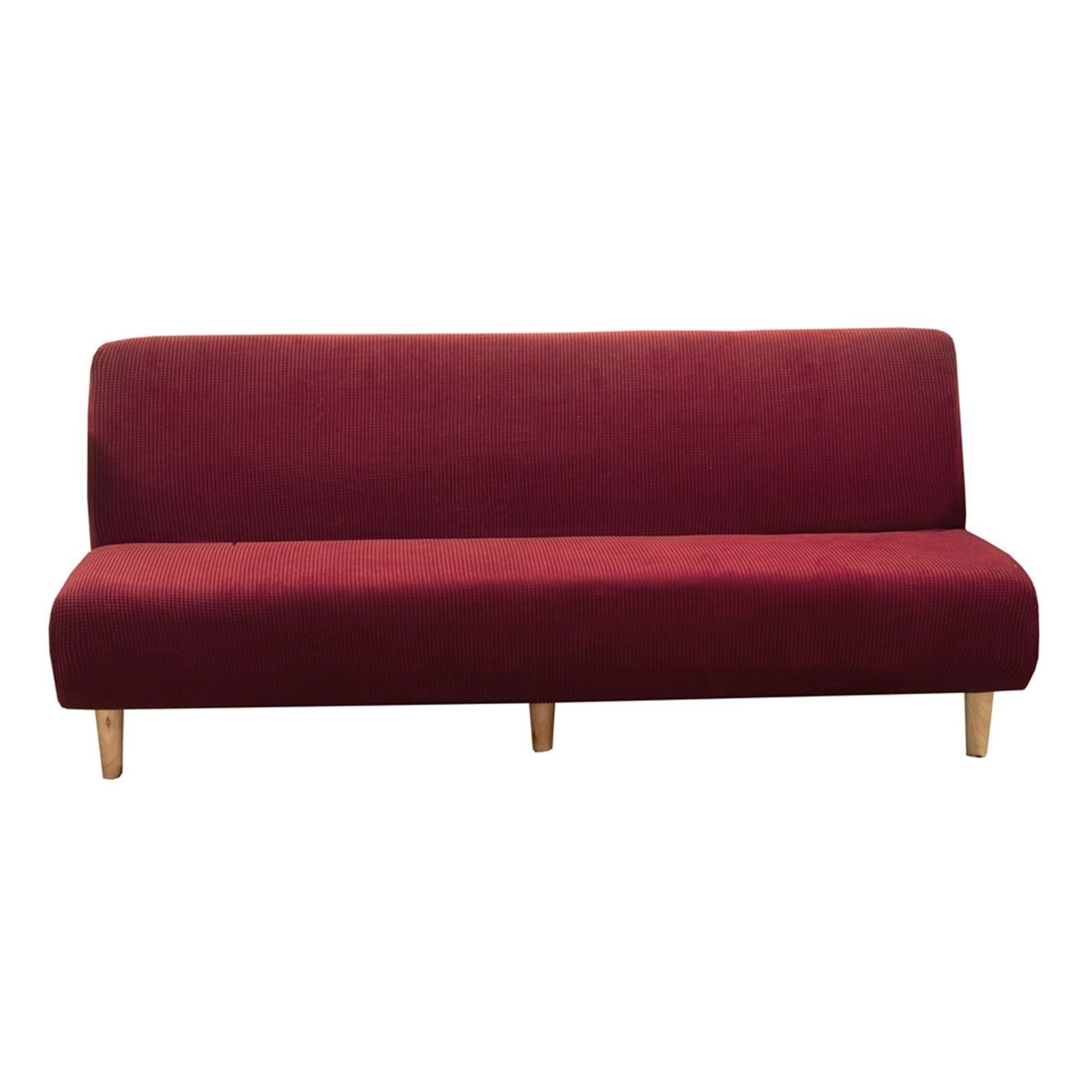 Sofaüberzüge, Schlafsofaüberzüge, elastische, armlose Sofaüberzüge, Stretch-Dicke elastische Sofaüberzüge für das Wohnzimmer (Farbe: Weinrot, Größe: L (190-210 cm))