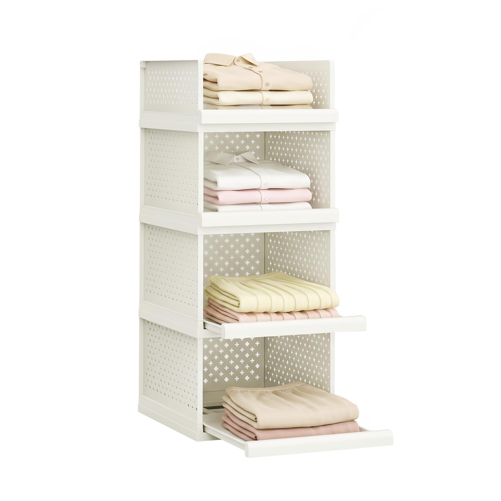ZHYOCOGY Wardrobe Storage Organiser, 4 Pack 81.5cm Stackable Closet Drawers