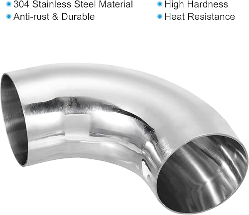 Miniatura 9 de PATIKIL Codo de curva de mandril de 90 grados, 2 pulgadas de acero OD codo de escape conector de tubería de escape 304 inoxidable para tubo de