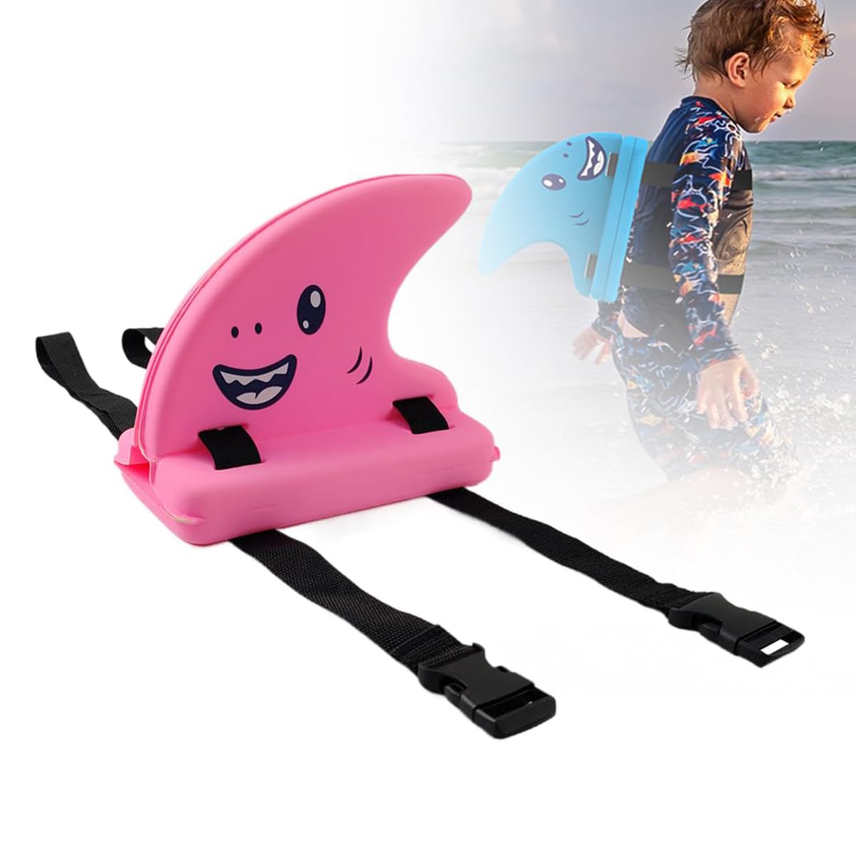 Kid's Sharks Fin Back Float Board, Shark Fin Swimming Aid For Kids, Swimming Float, Swimming Fin Float Safety Swim Trainer, Wearable Shark Float With Adjustable Belt (Pink)