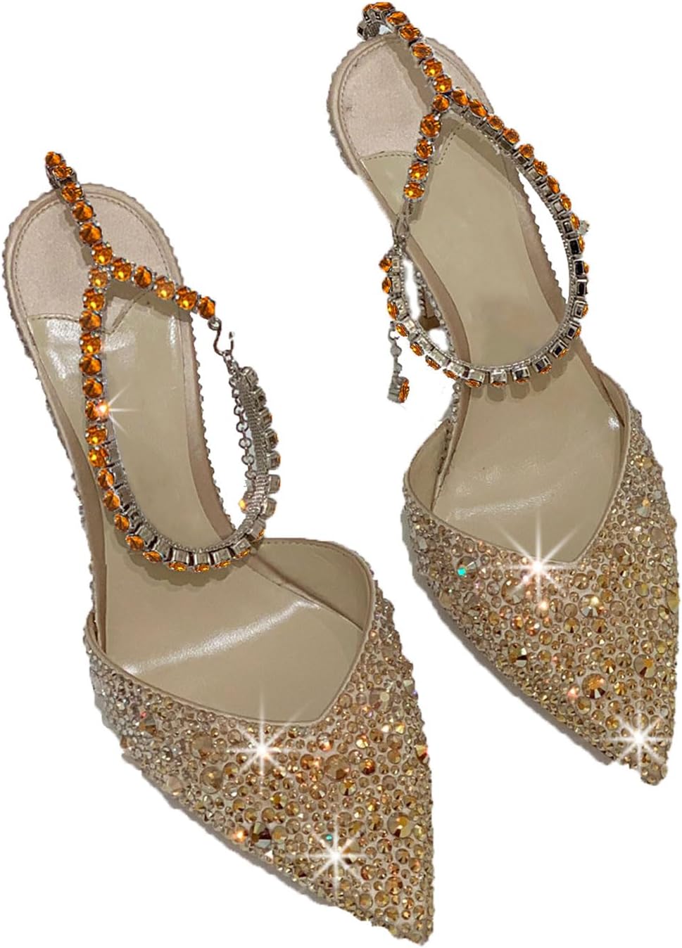 Pump Shoes Ladies' High-Heeled Sandals Full-Diamond Crystal Shoes High-end Gradient Color Suitable for Parties Celebrations Shopping Heels Heels for Women