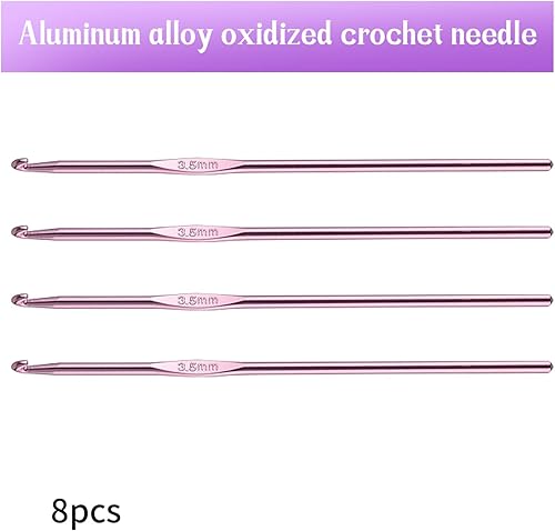Miniatura 6 de AnRui Agujas de ganchillo de aluminio de 0.138 in, agujas de tejer para manualidades de hilo de bricolaje, rosa, 8 piezas