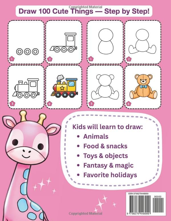 How To Draw Cute Things: 100 Easy Step-by-Step Drawings of Adorable Animals, Food, Toys & Holiday Fun for Kids (How To Draw Cute Things For Kids) image 3