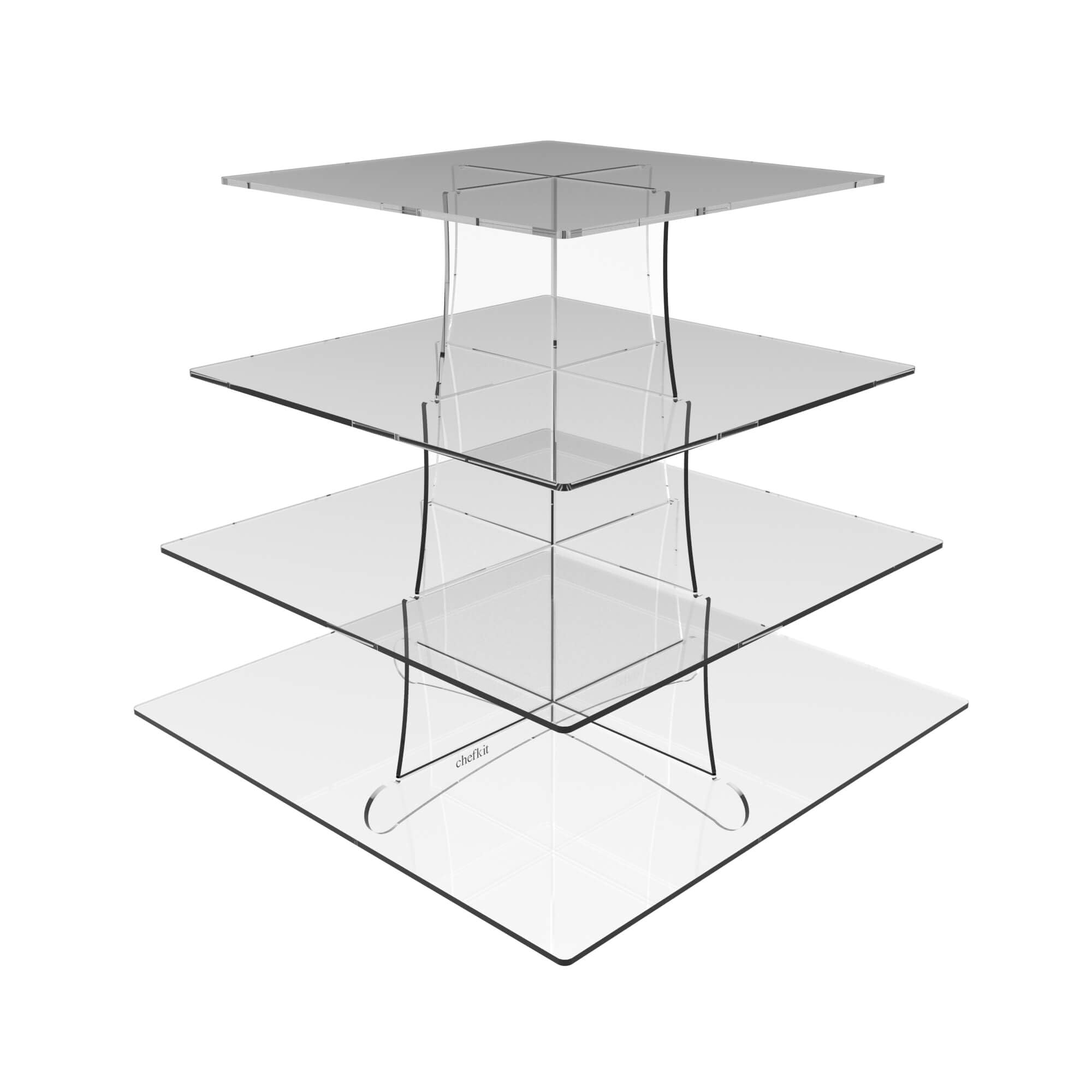 Chefkit Acrylic Cupcake Stand Display - Square (Clear, 4 tier)