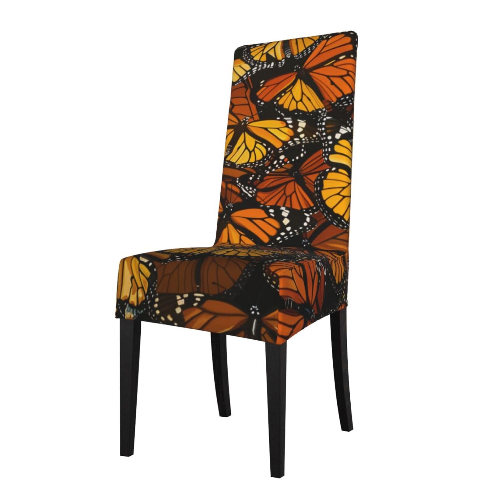 WPKJU Heaps of Orange Monarch Butterflies Print Dining Chair Covers Removable Chair Seat Covers Decorative for Kitchen & Bar Stools