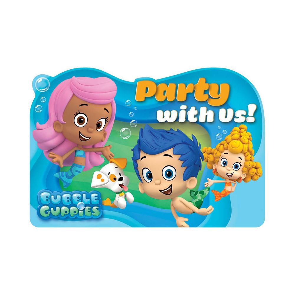 Aqua Awesome Bubble Guppies Birthday Party Postcard Invitations, Paper, 4