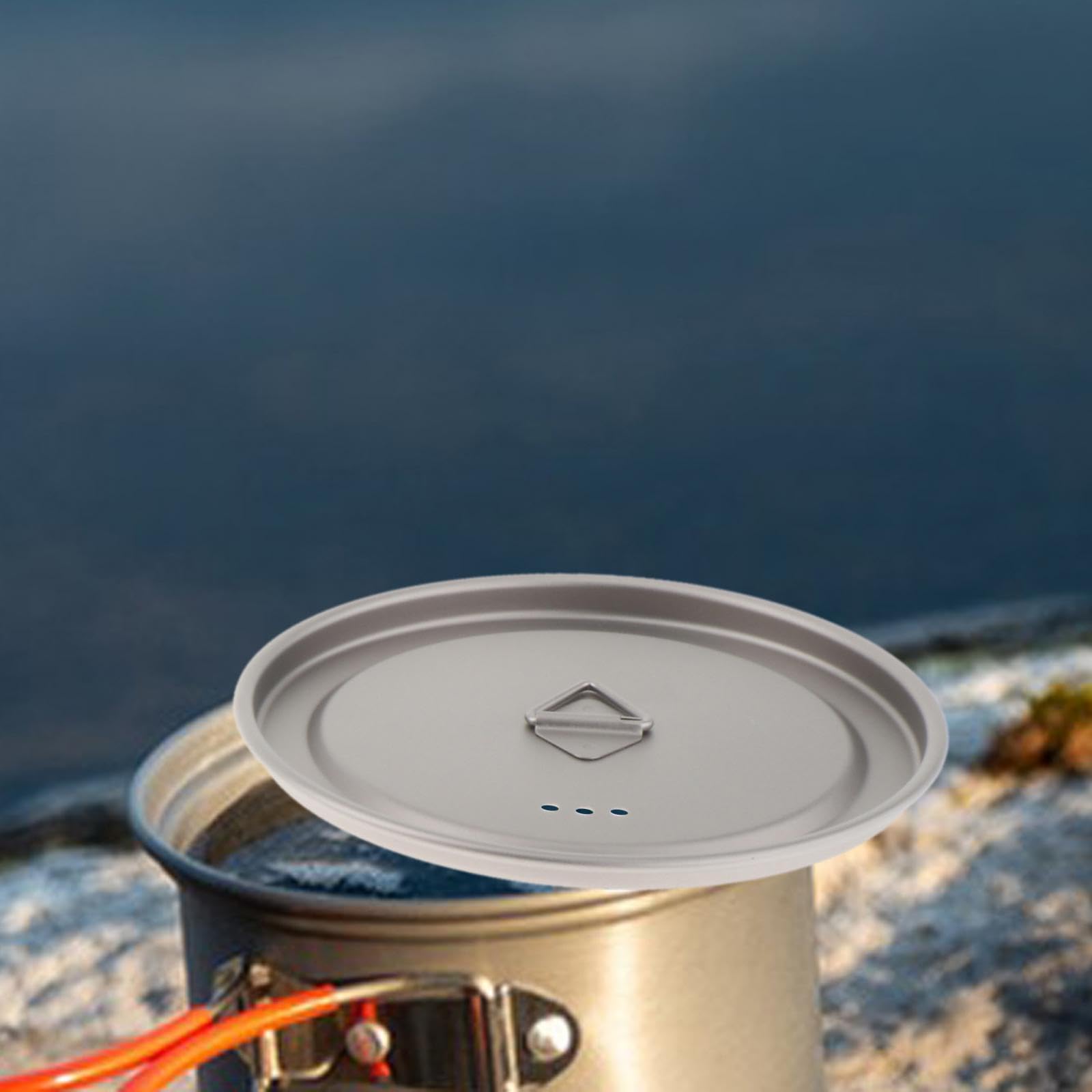 Couvercle de Tasse à Eau en Titane Couvercle de Pot de Camping avec Anneaux Couvercle de Tasse à Café pour La Randonnée Intérieure et Extérieure