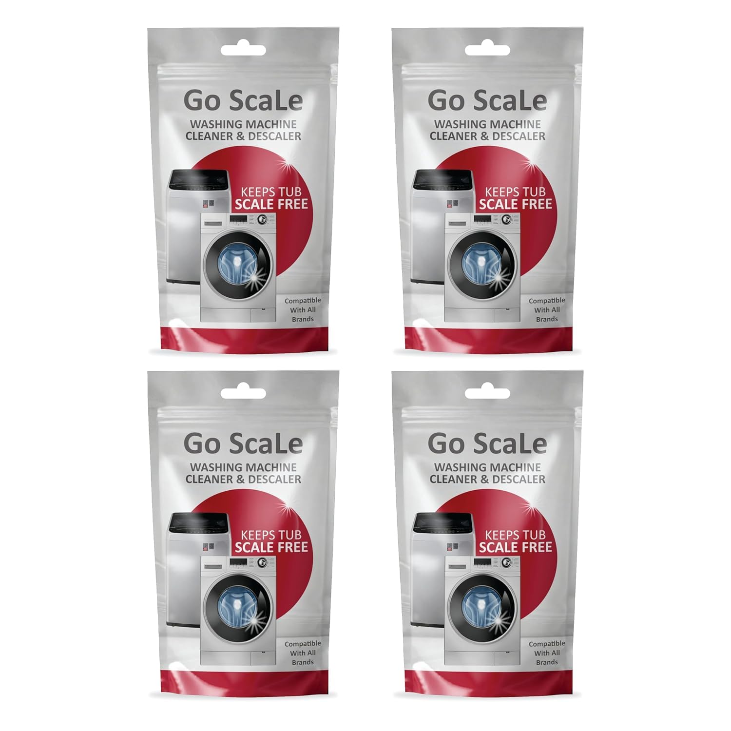 Descale Powder For Washing Machine Drum Cleaner | Descaling Powder for Front Load and Top Load Washing Machines, | 100g Pouch (Pack of 4)