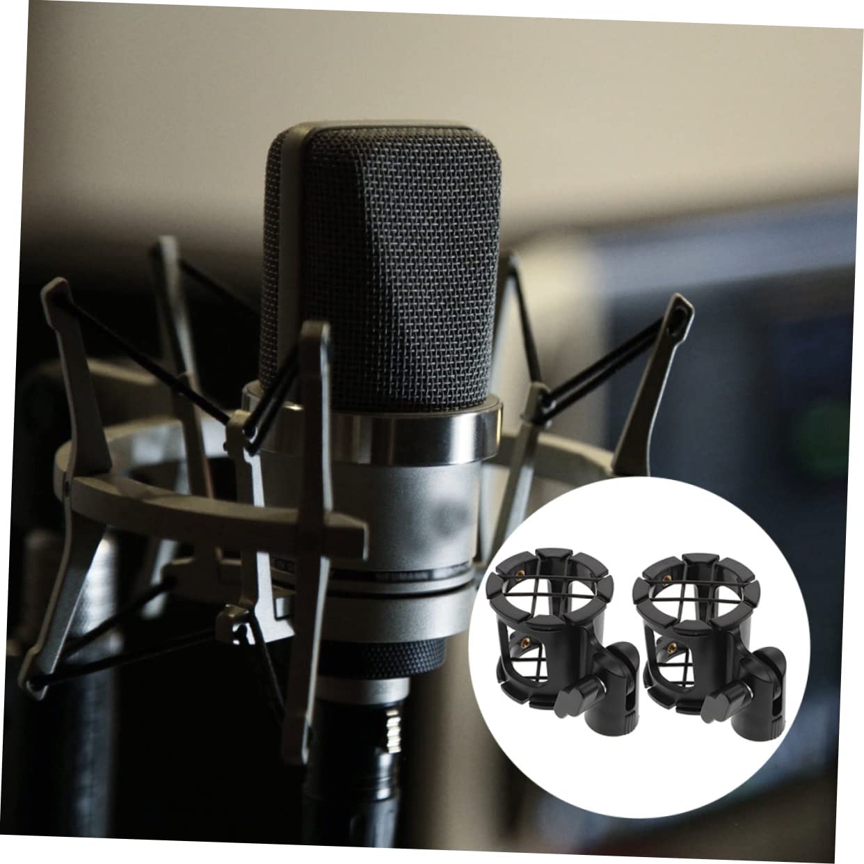 BESPORTBLE 2Pcs Microphone Shockmounts Vibration Holders for Recording Studio and Live Performance Compatible with Microphones Durable Plastic Design