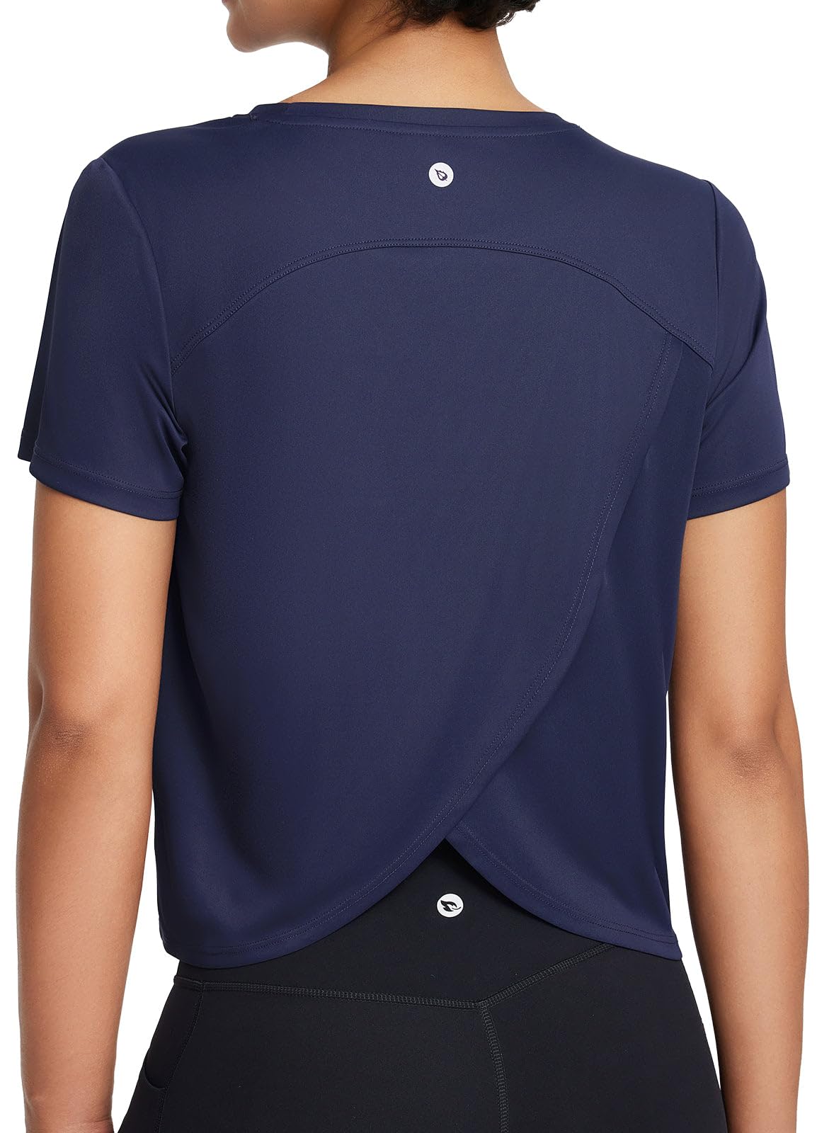 baleaf Women's Workout Tops Athletic Shirts Cropped Short Sleeve Split Back Running Gym Quick Dry Sun Protection UPF 50+