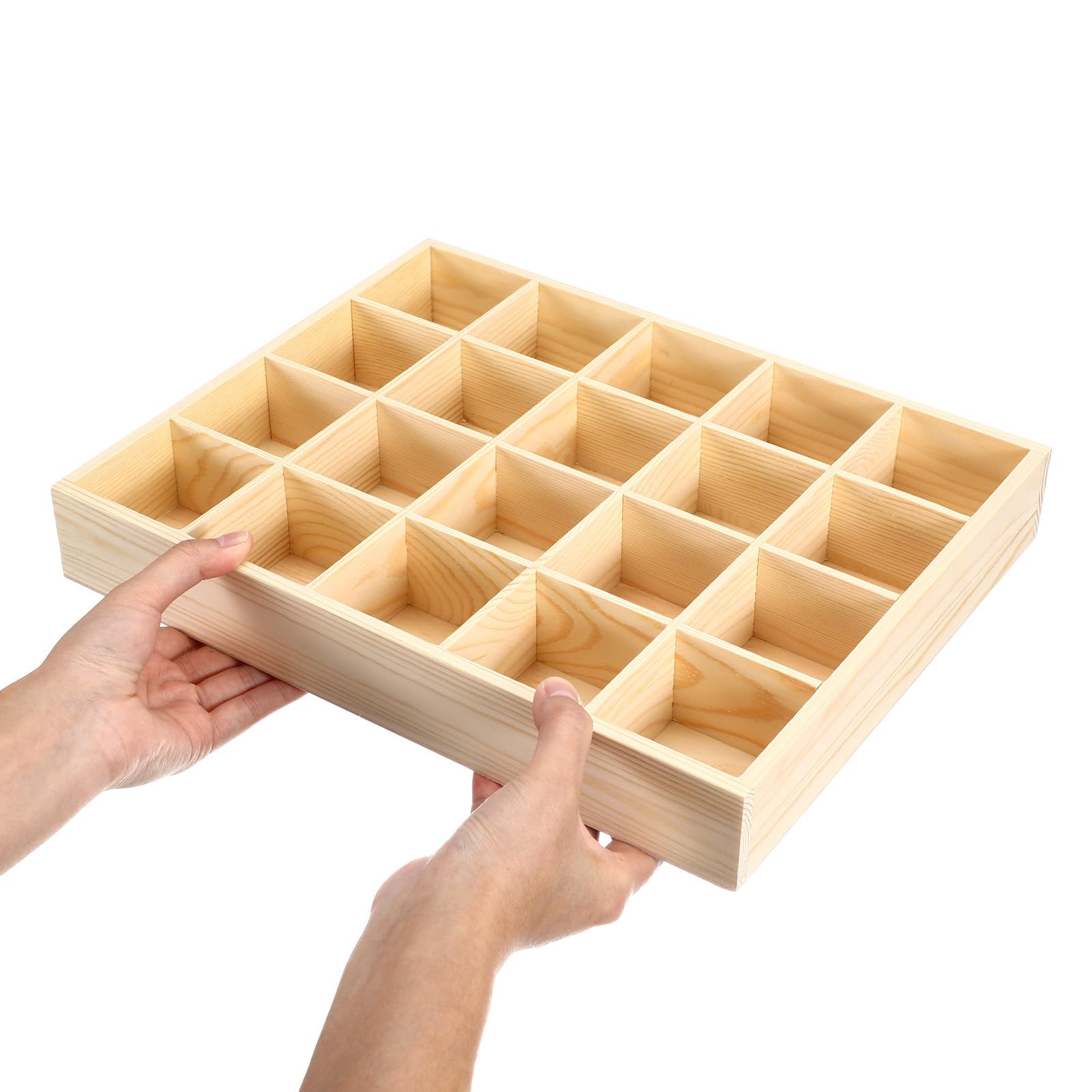 underwear organizer, panty organizer, 20 compartments, pine, rectangular, drawer, organizing small items, underwear drawer, wide application, per calzini e biancheria