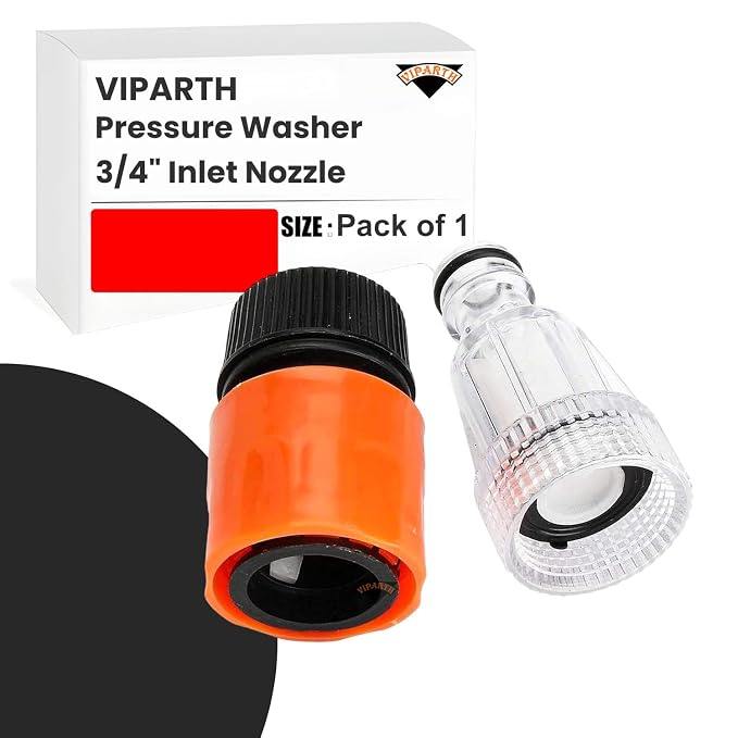 Plastic High Pressure Washer Water Filter Connection Accessory 3/4" | Inlet Nozzle (Nipple) with Quick Connector | Universal Compatibility | Pack of 1