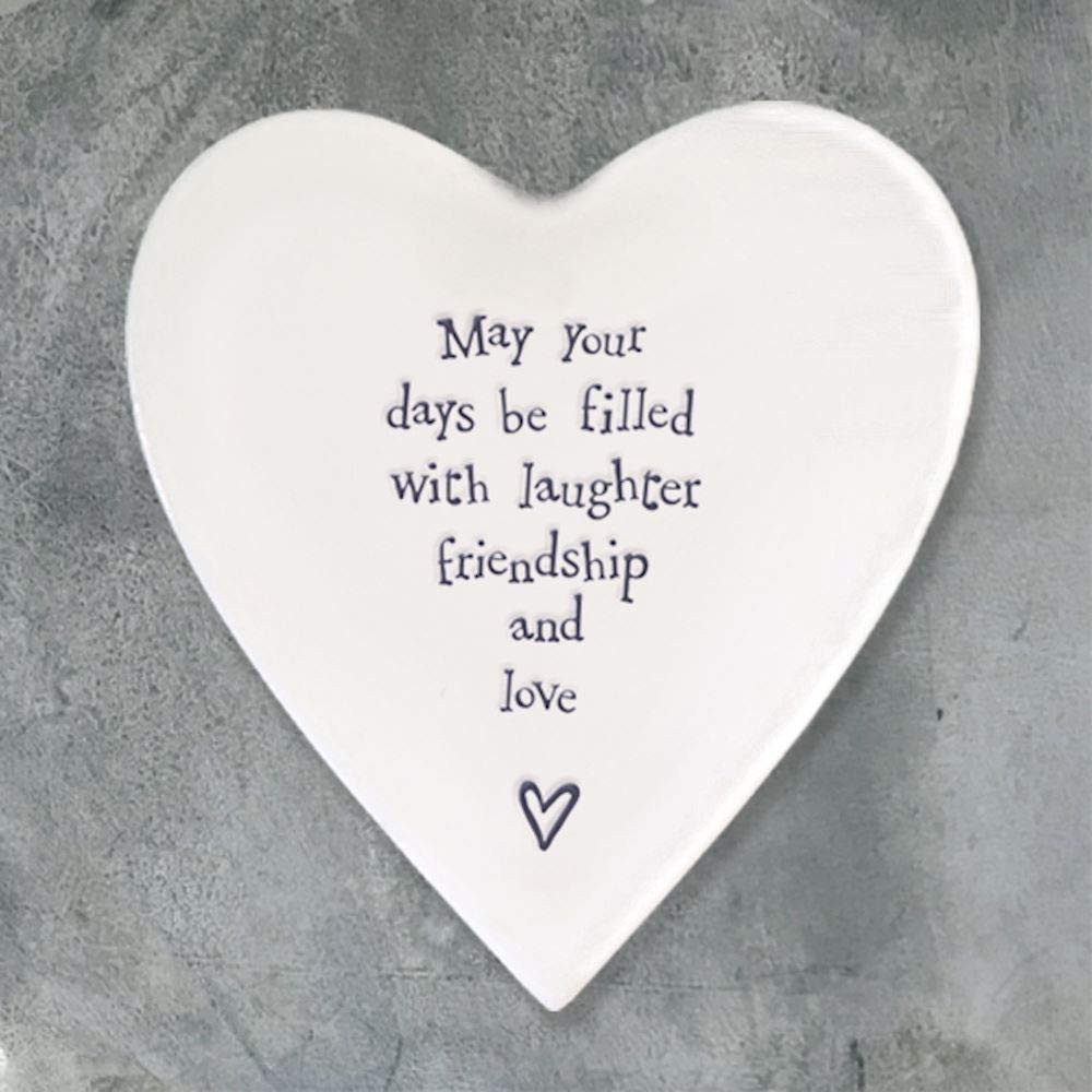 Heart Shaped Porcelain Coaster May your days be filled with laughter friendship and love