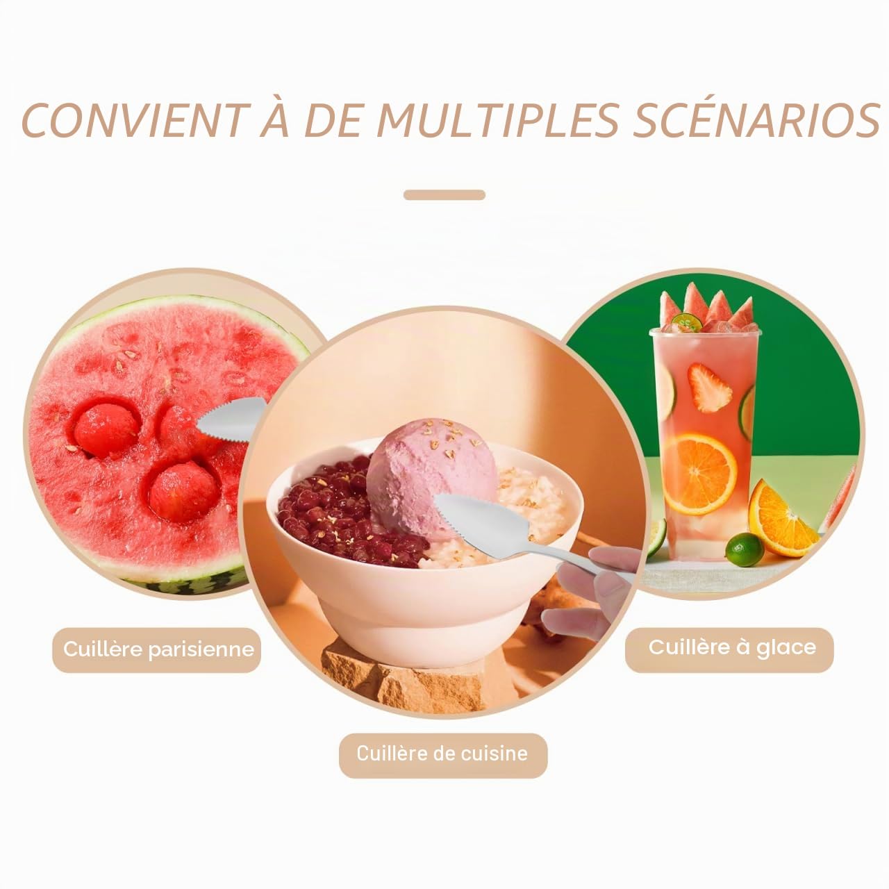 HEMOTON Cuillères À Pamplemousse en Acier Inoxydable avec Dents Cuillères Multifonctions pour Fruits Et Crème Glacée Poignée Antidérapante 6 Pièces 6 Pouces
