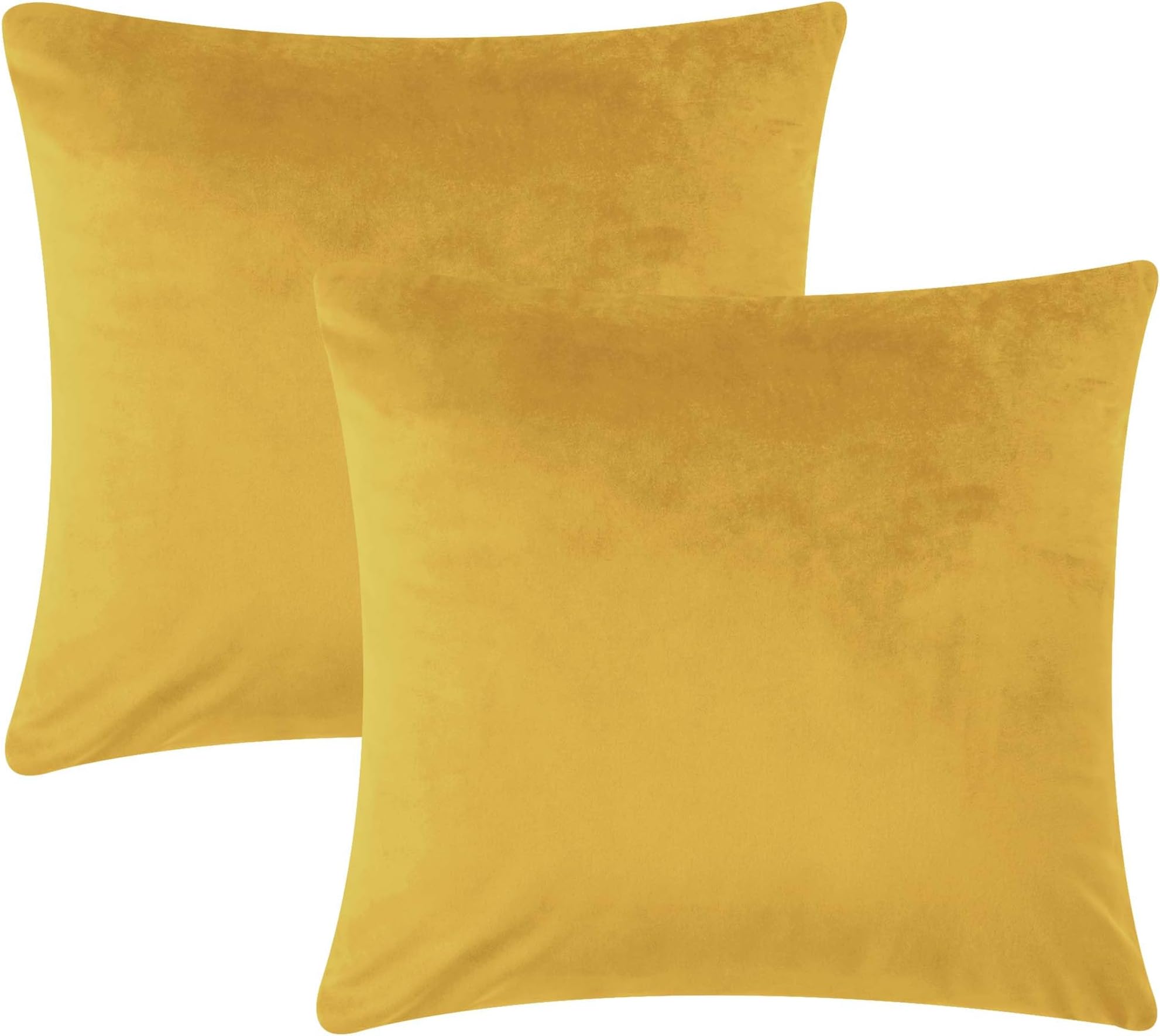 AMEHA Velvet Cushion Covers 45 x 45 cm Set of 2 Square Throw Pillow Cases Decorative Bedroom Cushion Covers for Sofa Living Room Car with Invisible Zipper (Ochre, 18 x 18 Inch)