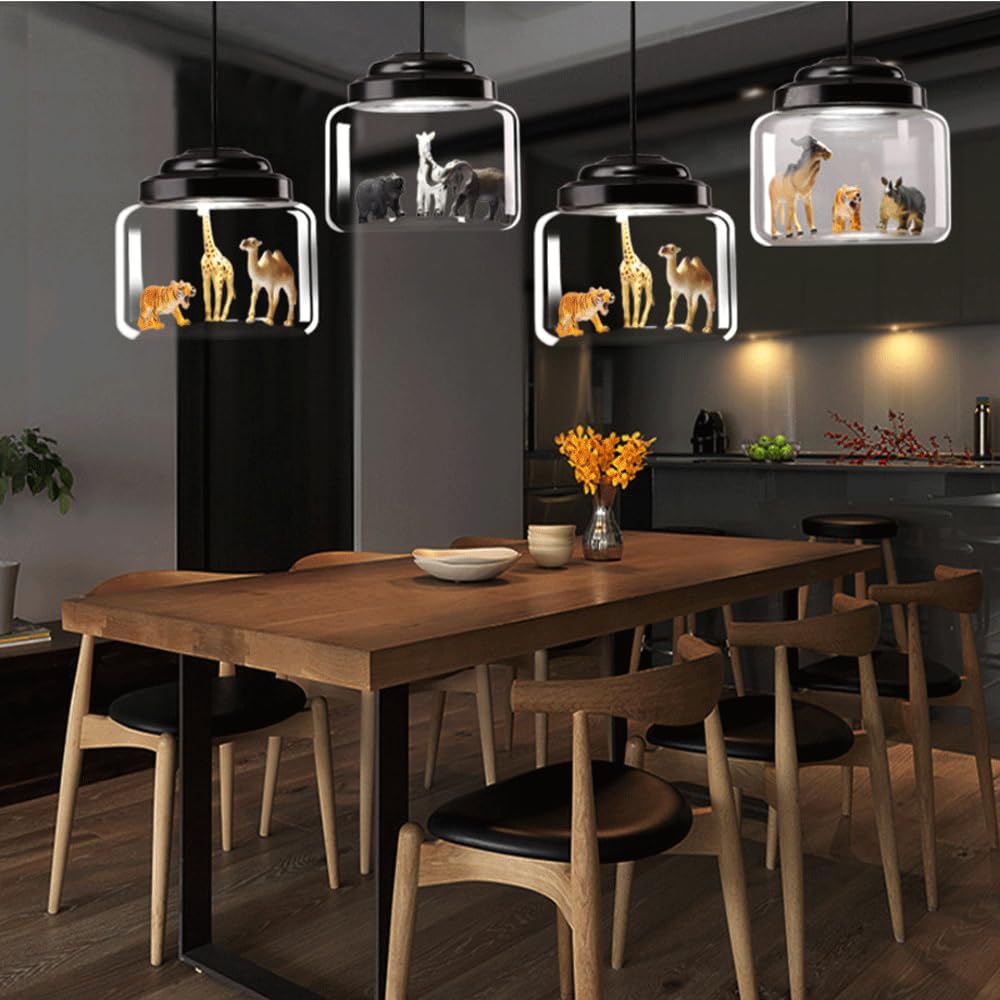 TCHAU Lámpara colgante Personalidad Habitación infantil Lámpara de techo E27 Lámpara de araña de cristal, Dibujos animados creativos Arte animal Pequeño para dormitorio Restaurante Café Decoración