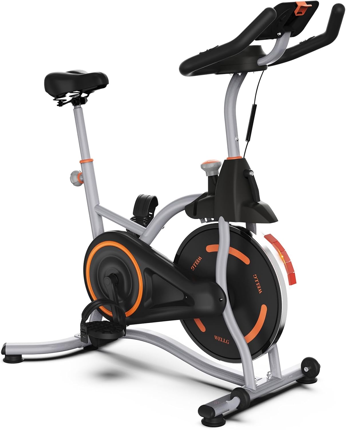 Exercise Bike Indoor Cycling Bike with Digital Display, Heart Rate Sensors, Phone Mount, 265 LBS Weight Capacity