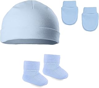 Soft Touch Baby,Clothing,Baby Boys 0-24m,Accessories,Hats & Caps 2X Baby Hat Boys Girls Hats NB & 0-3 Months Hat with 2 Pairs Anti Scratch Mitten & 0-3 Socks Set Cotton H3