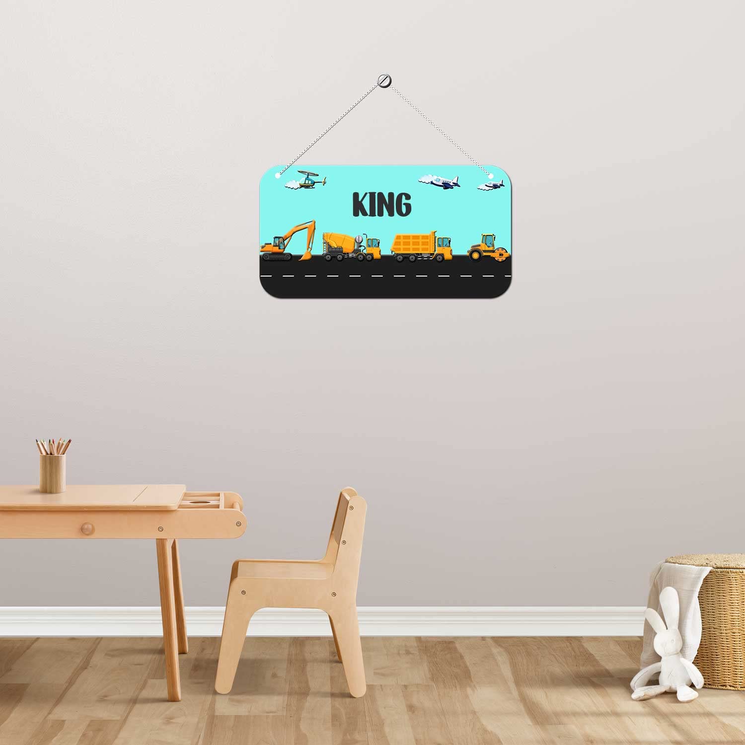 ASHVAH Personalized Room/ Door Kids Name Plate Wall / Door Sign Kids Room Décor- Size :- 28 x 14 cm, Name - King 2