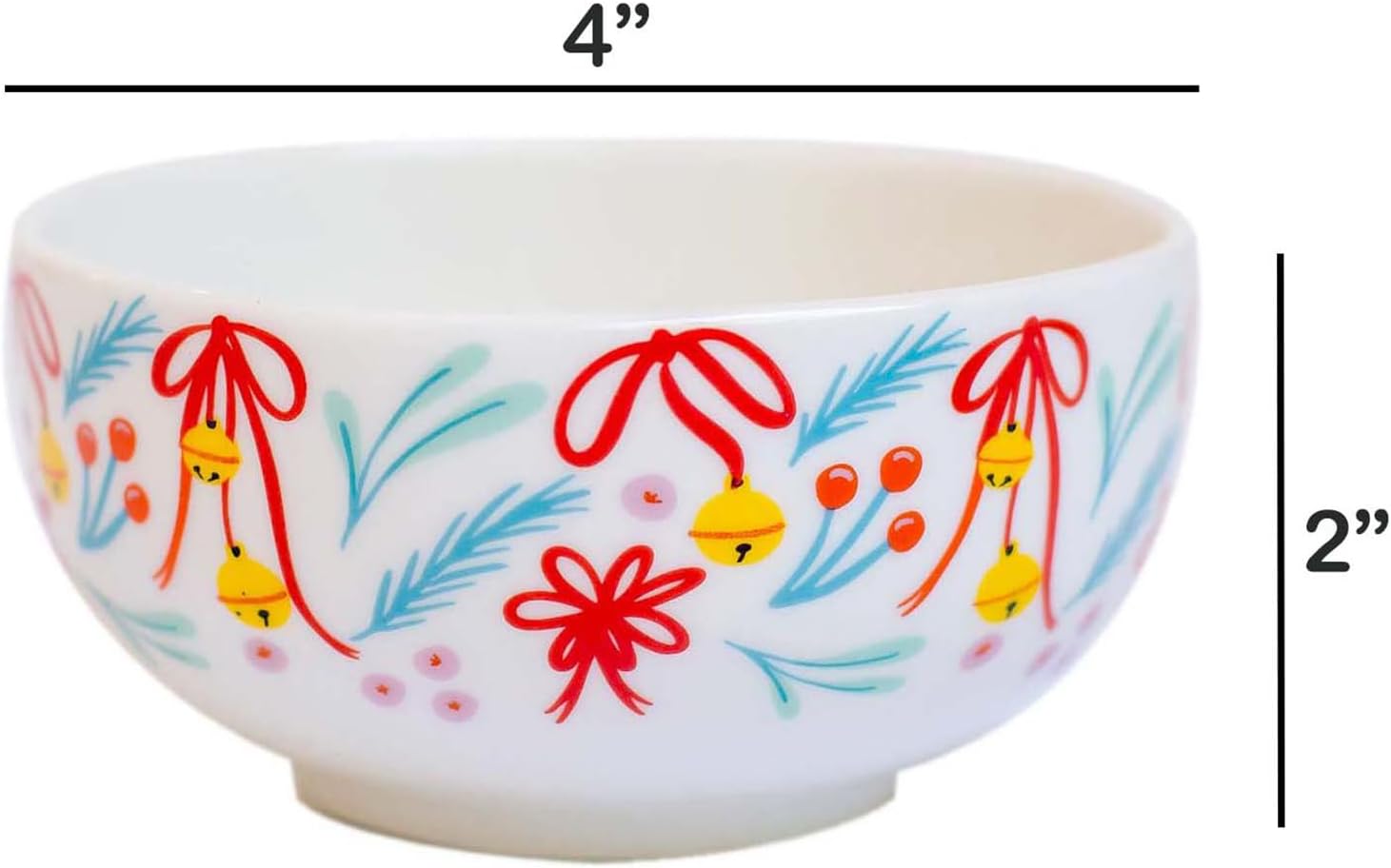 Mary Square Festive White Jingle Bell 4 x 2 Ceramic Serving Bowl