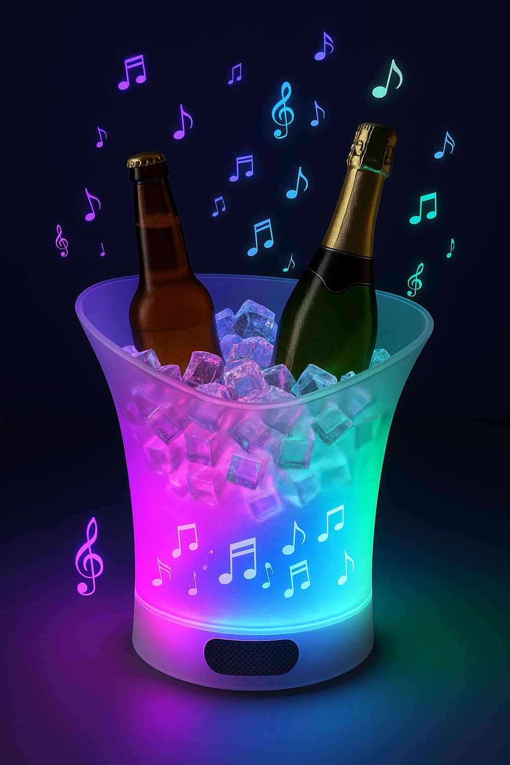 Generico Secchiello Ghiaccio LED Multicolore con Speaker Bluetooth 5L, Portatile, Impermeabile – per Vino, Champagne, Birra – Ideale per Feste, Barbecue, Eventi